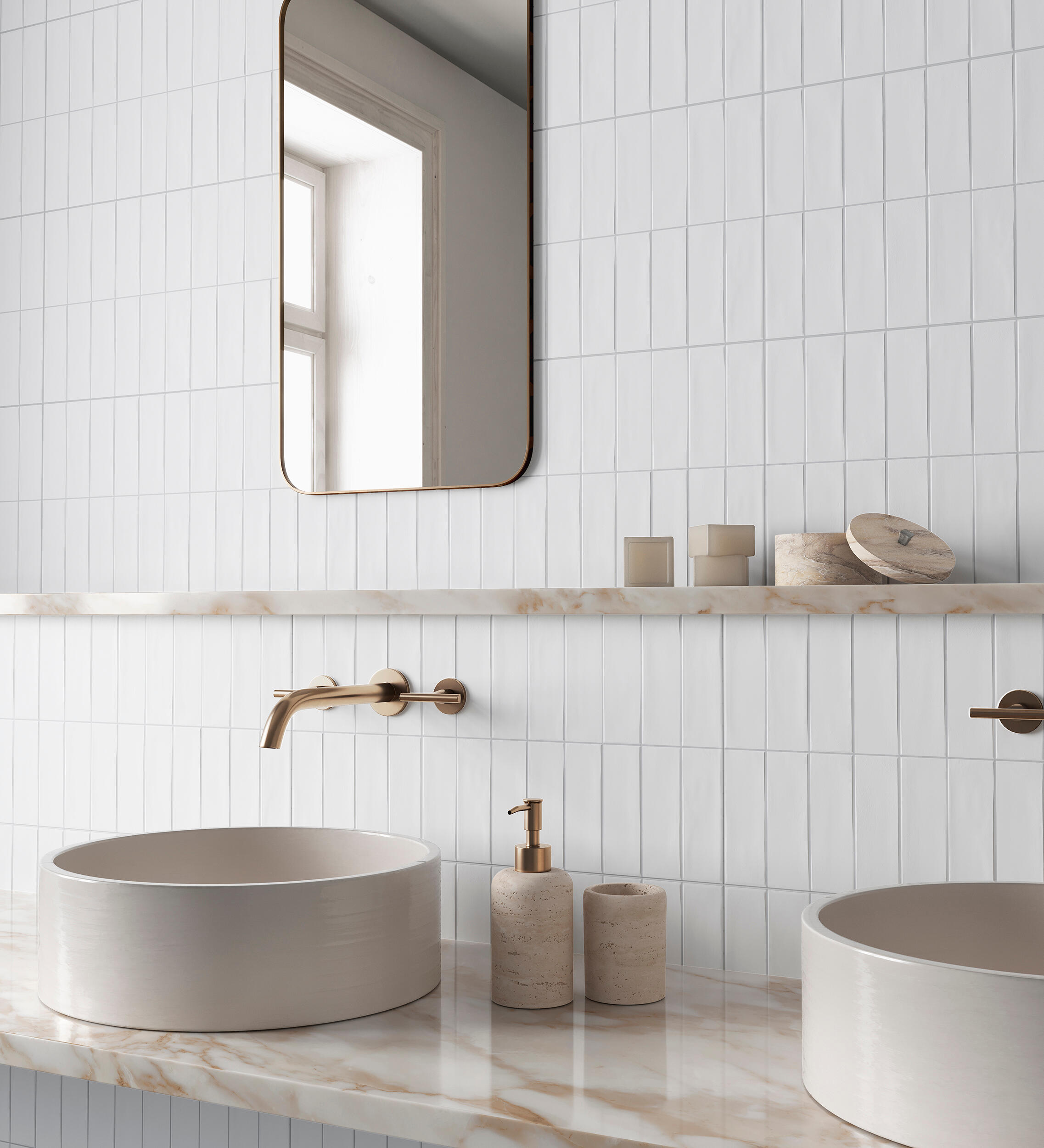 Azulejo porcelánico deco biscuit efecto zellige blanco 32x62.5 cm