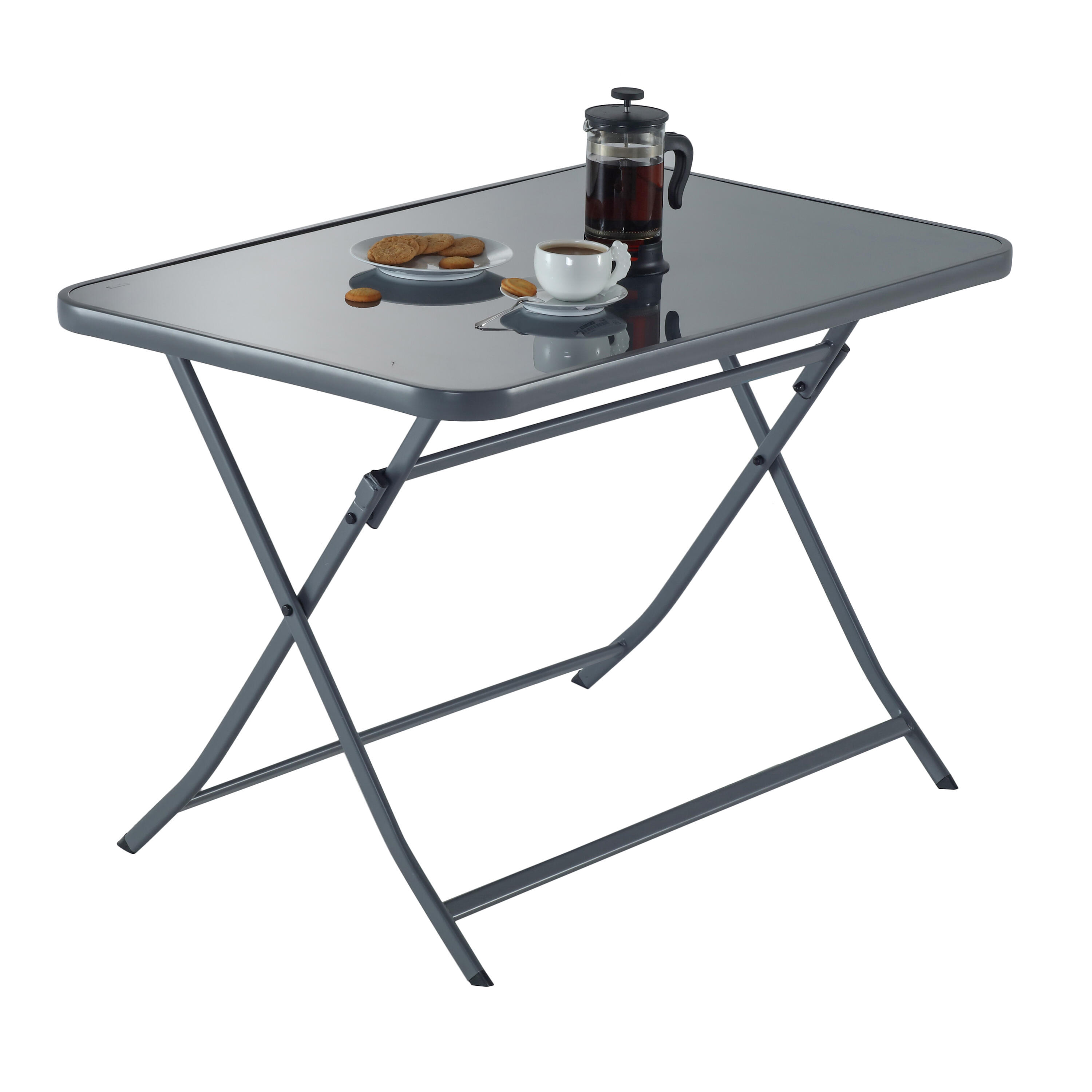 Tavolo da pranzo per giardino pieghevole Emys NATERIAL in acciaio con piano in vetro grigio per 2 persone 70x110cm - 16