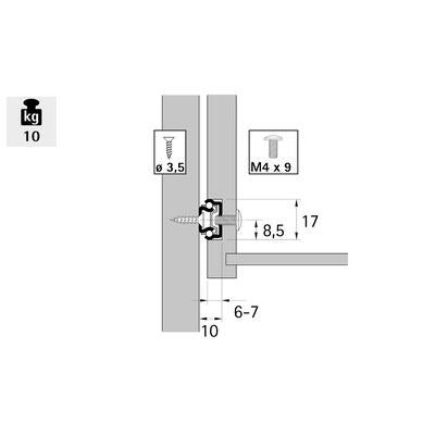 Coulisse à billes pour tiroir montage en rainure 17mm, HETTICH 10kg L.25-41 cm - 6