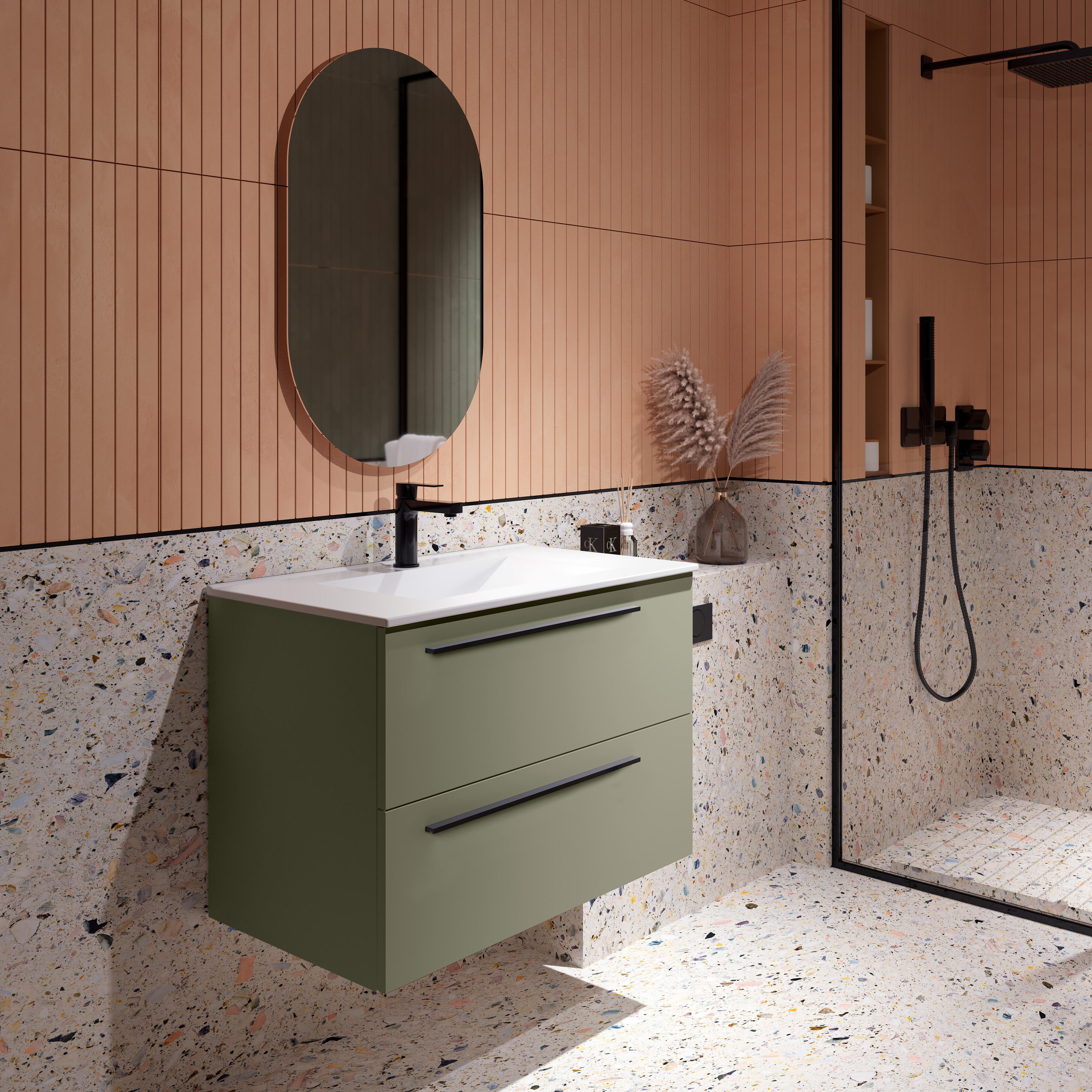 Mueble de baño mía verde 80x39.5 cm