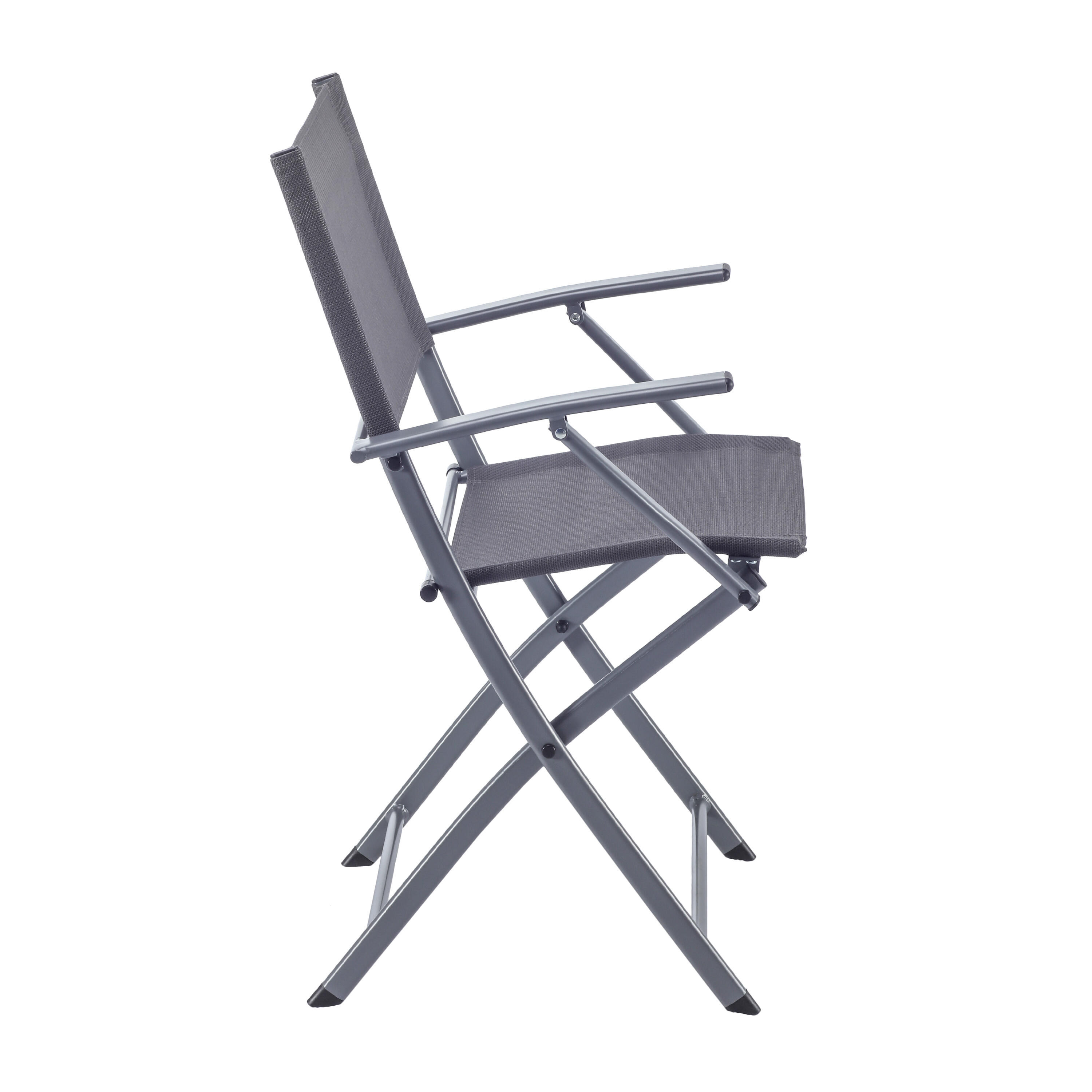 Sedia da giardino in acciaio con braccioli pieghevole Emys NATERIAL, seduta in textilene antracite - 8