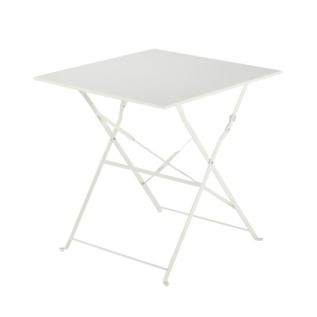 Tavolo da pranzo per giardino pieghevole Flora NATERIAL struttura e superficie in acciaio beige per 2 persone 70x70cm
