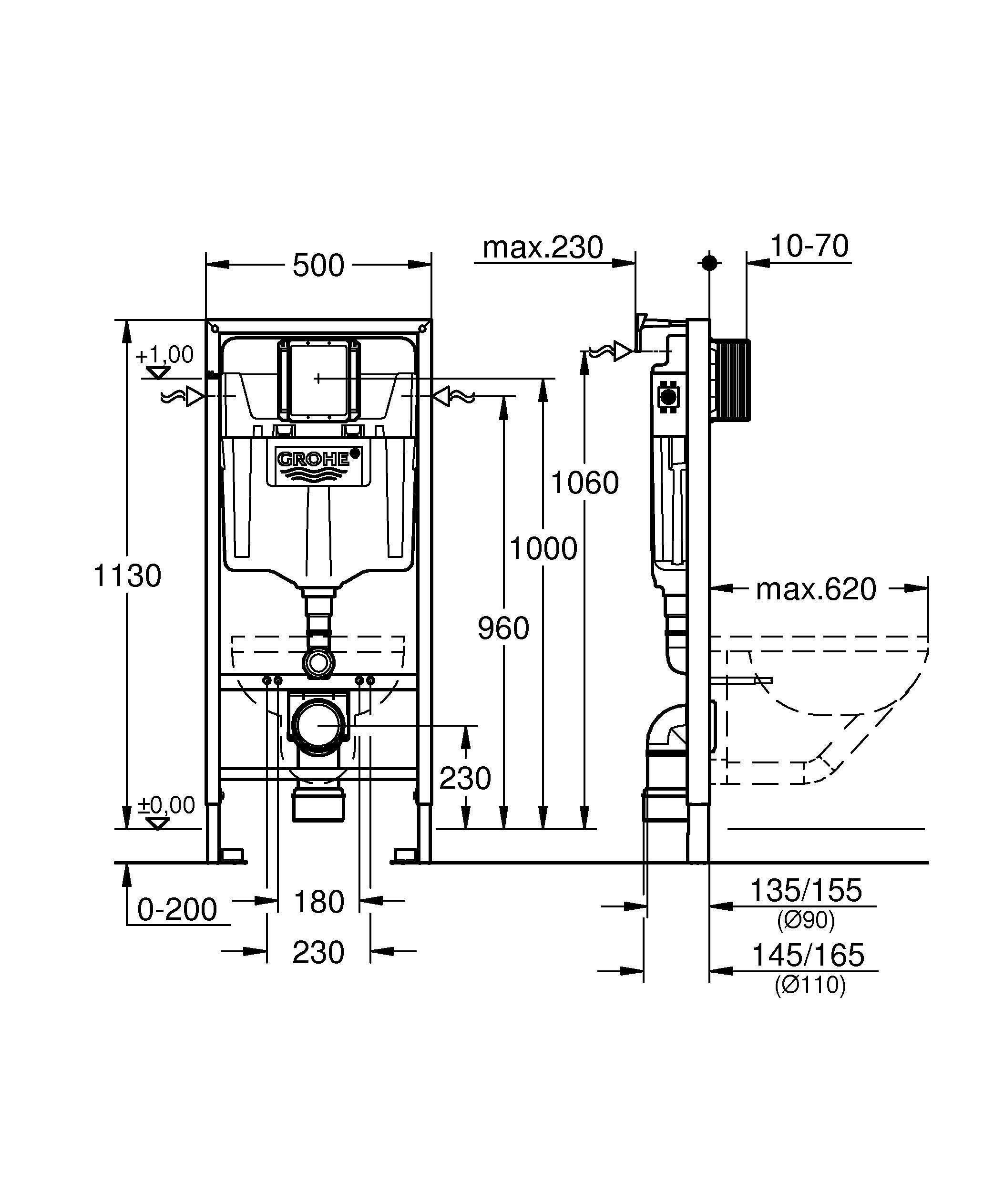 Estrutura para sanita suspensa 3/4,5 l Sensea Grohe - 10