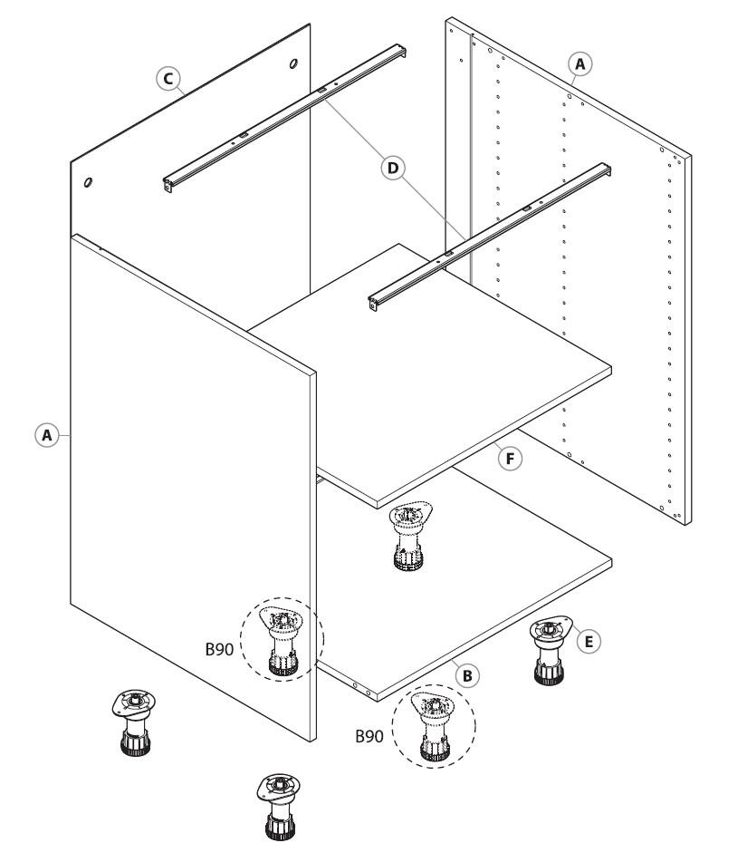Caisson bas de cuisine DELINIA ID effet bois H.76.8 x l.90 x P.58 cm - 8