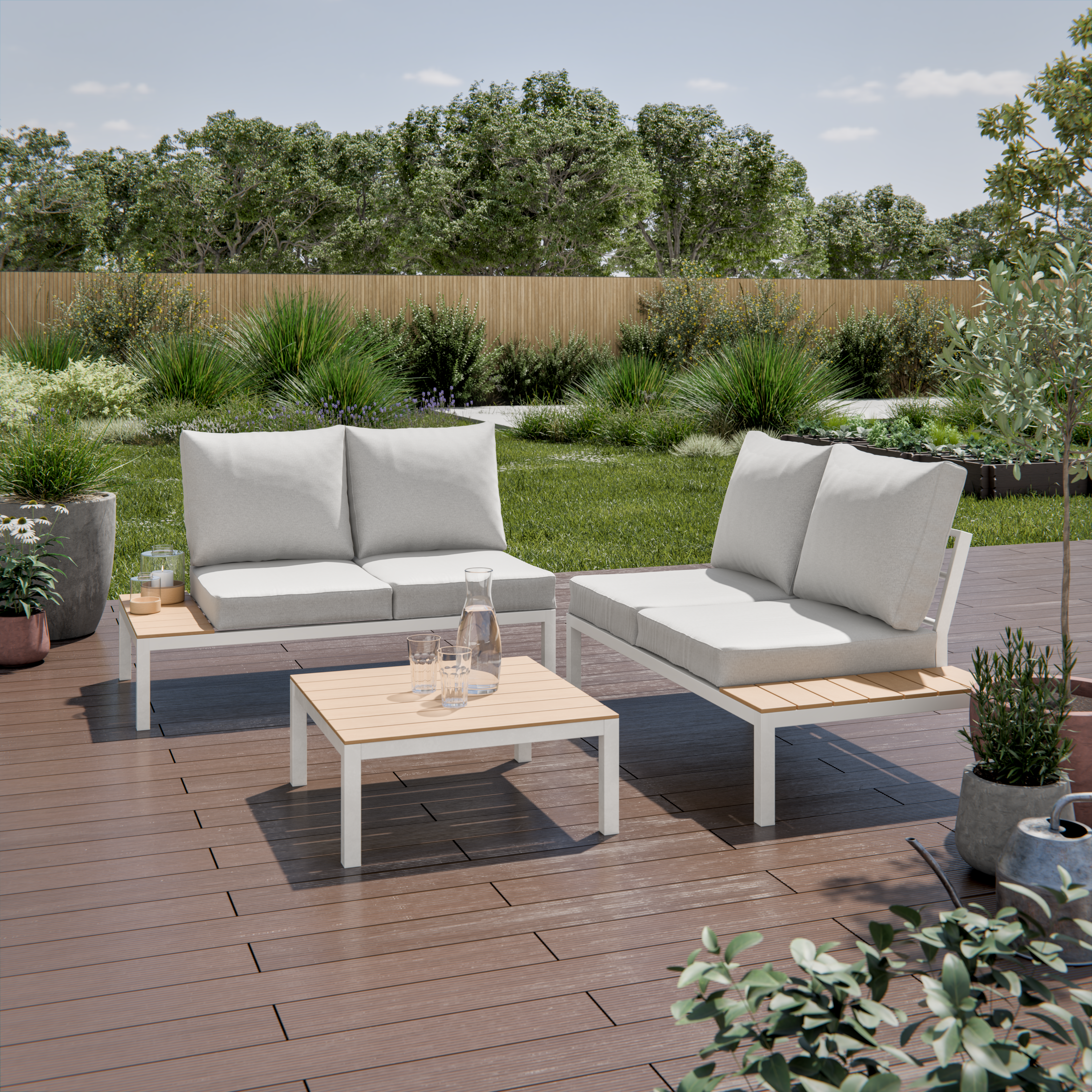 Sofá lateral de jardín de aluminio Little San Diego. Parte conjunto - 3