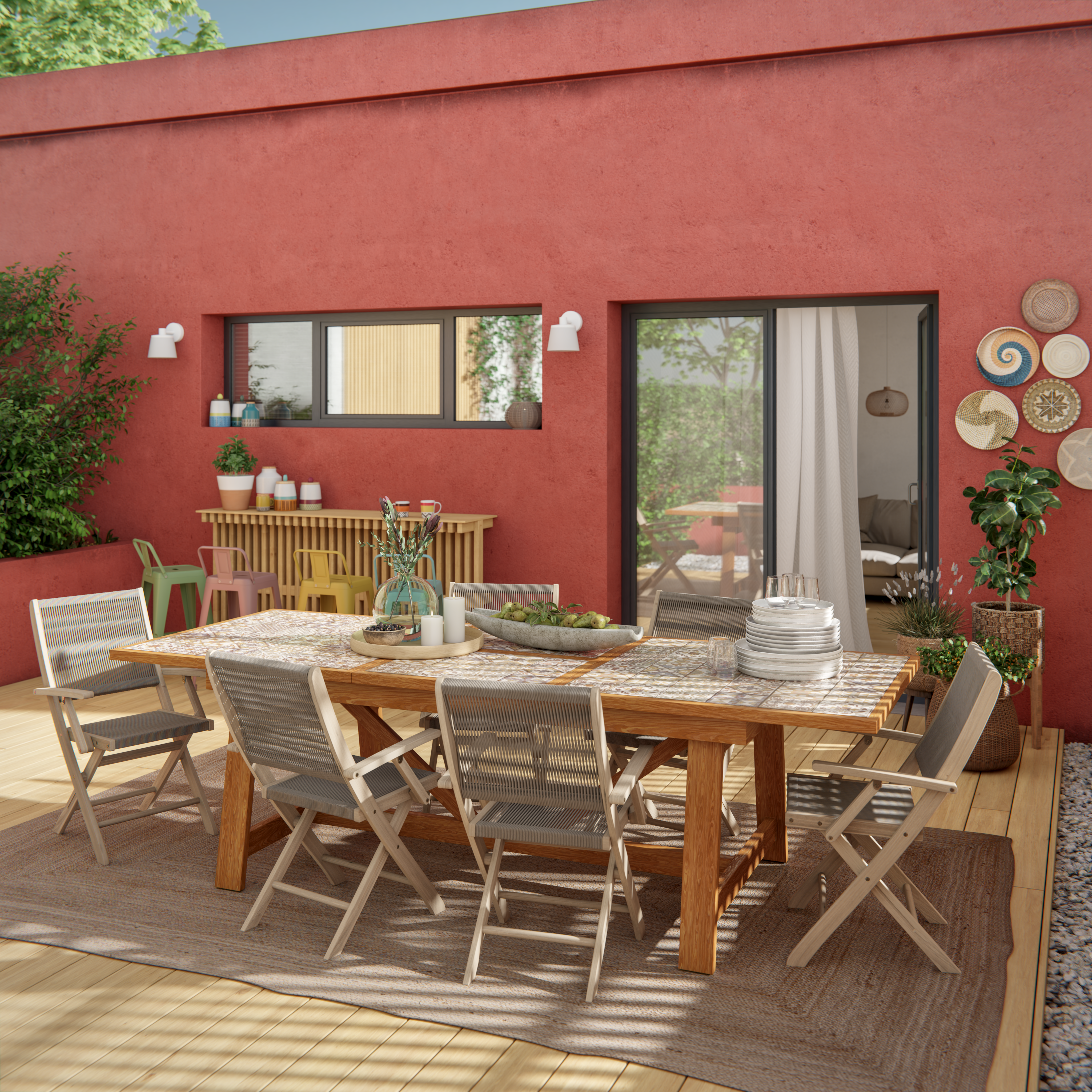 Silla de jardín sin cojín de acacia Soho beige - 4
