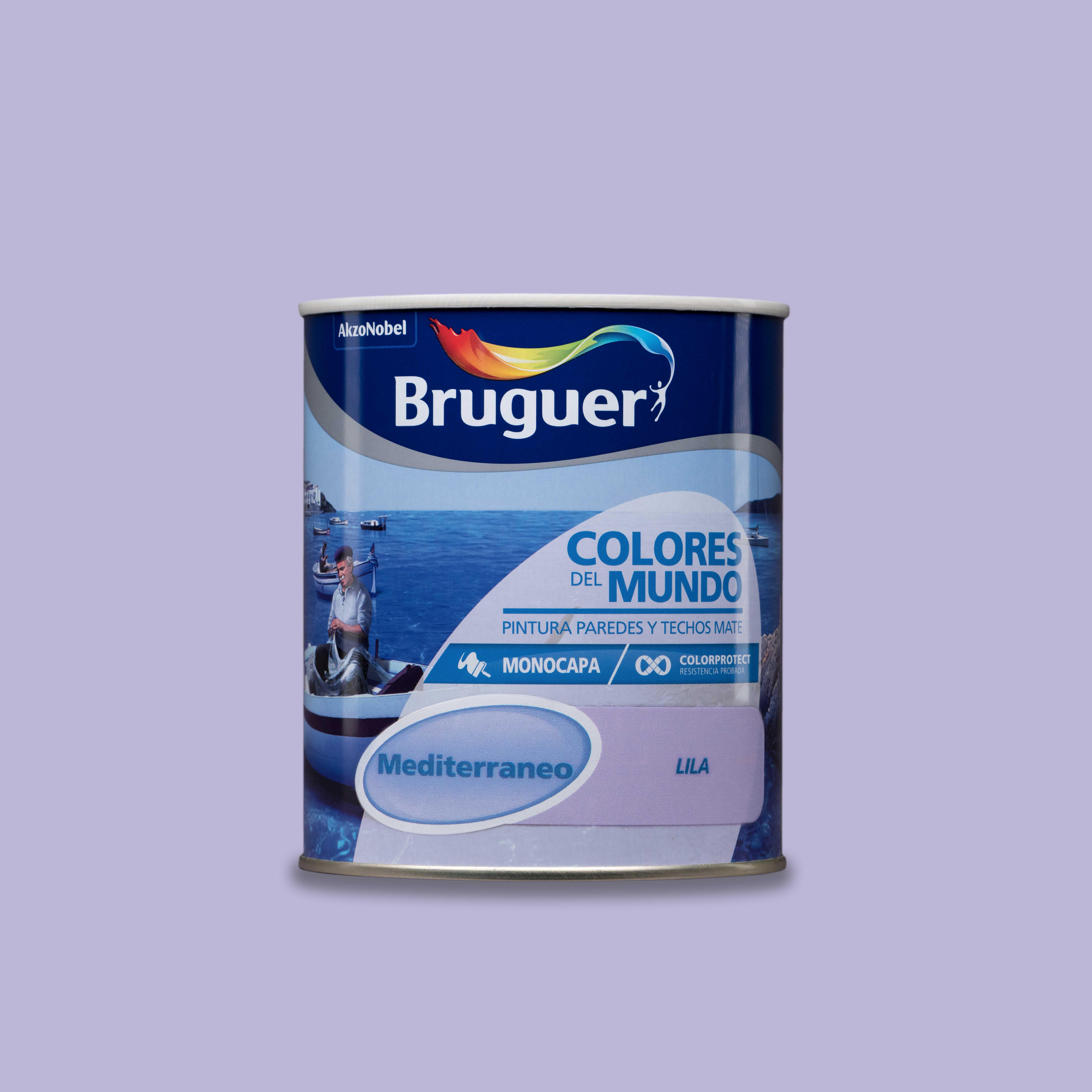 Pintura de interior colores del mundo bruguer color mediterráneo lila mate 750ml para paredes y techos