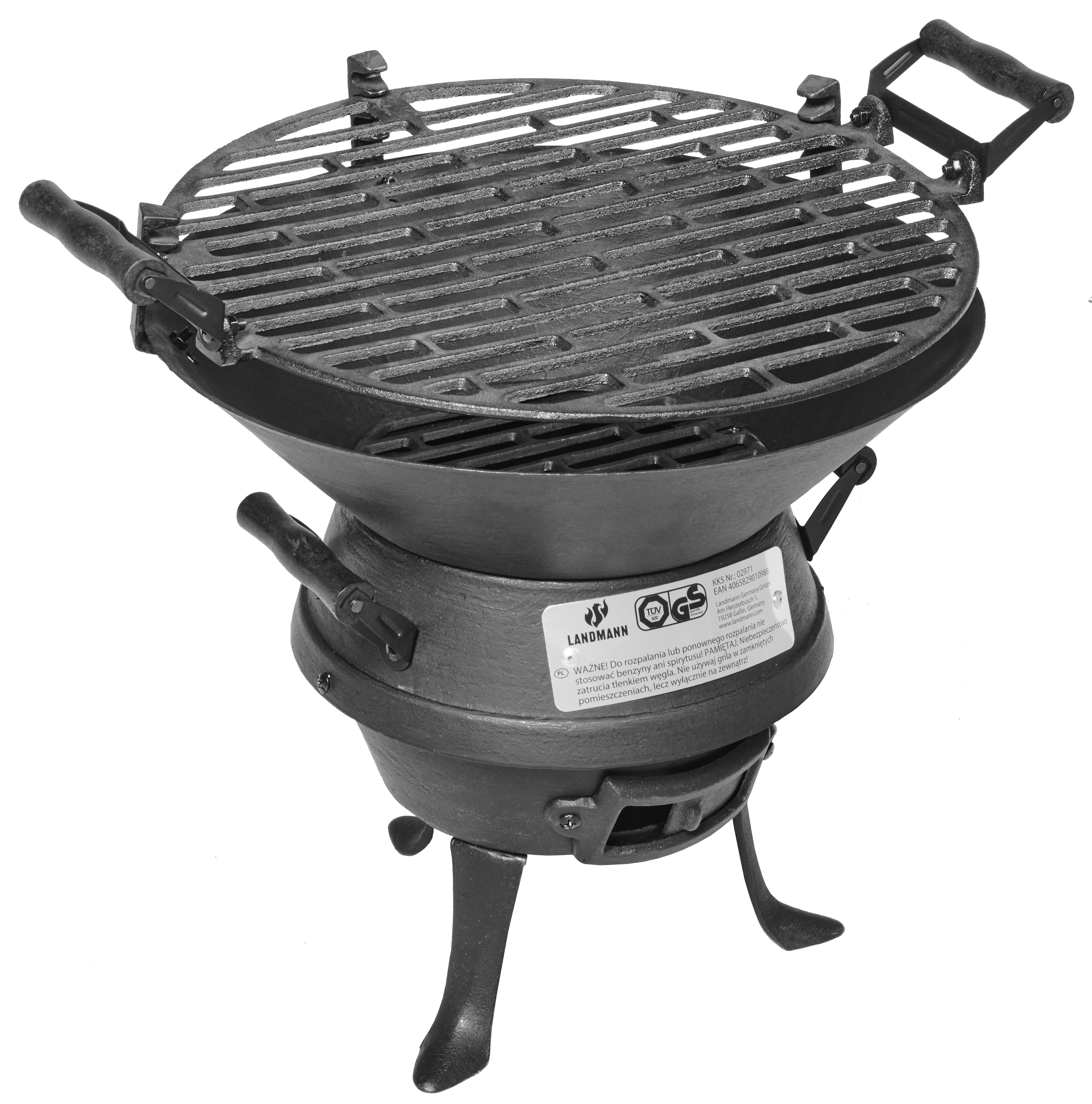 Grill węglowy śr.35 cm żeliwny beczułka Landmann