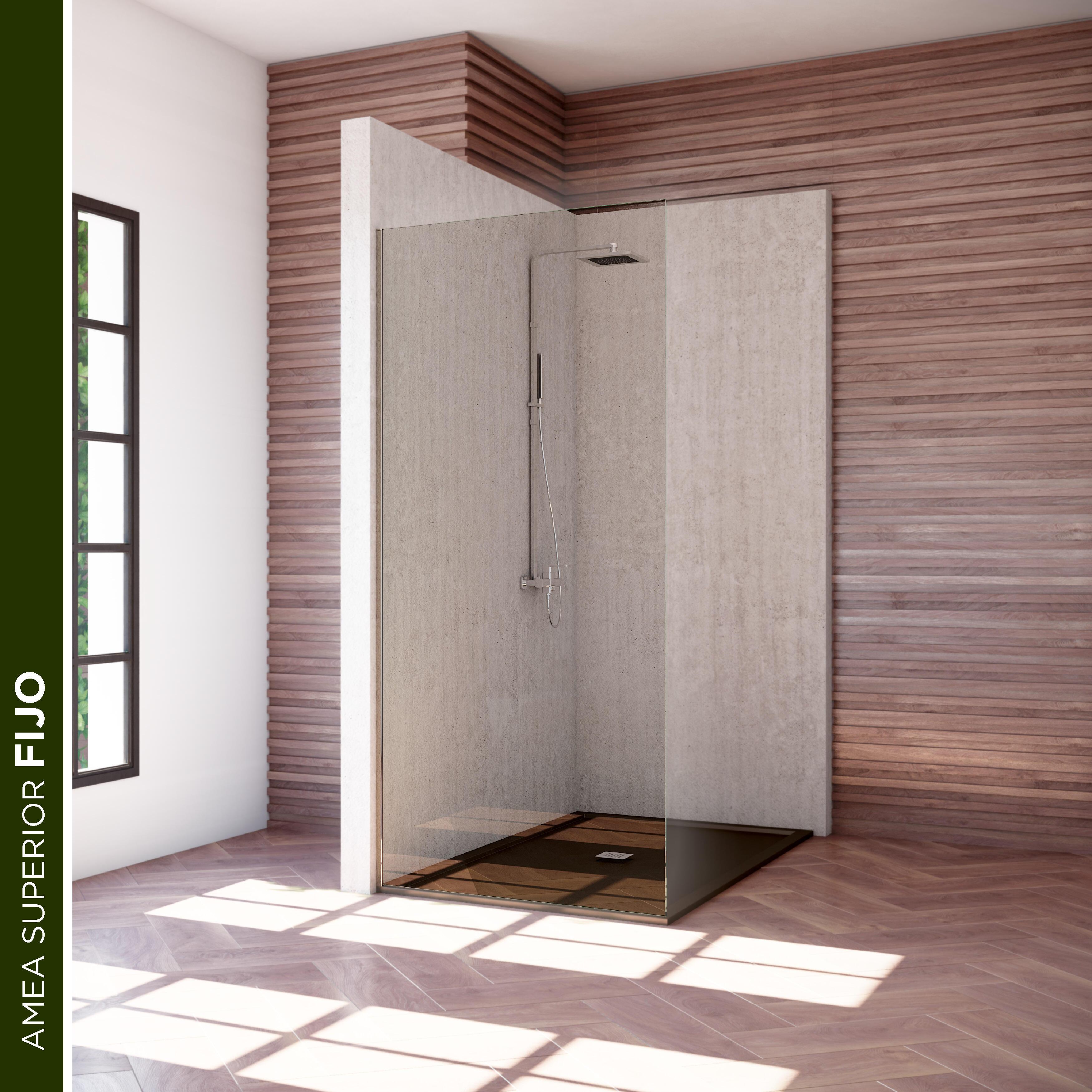 Mampara lateral fijo transparente amea perfil cromo 90x200 cm 8mm