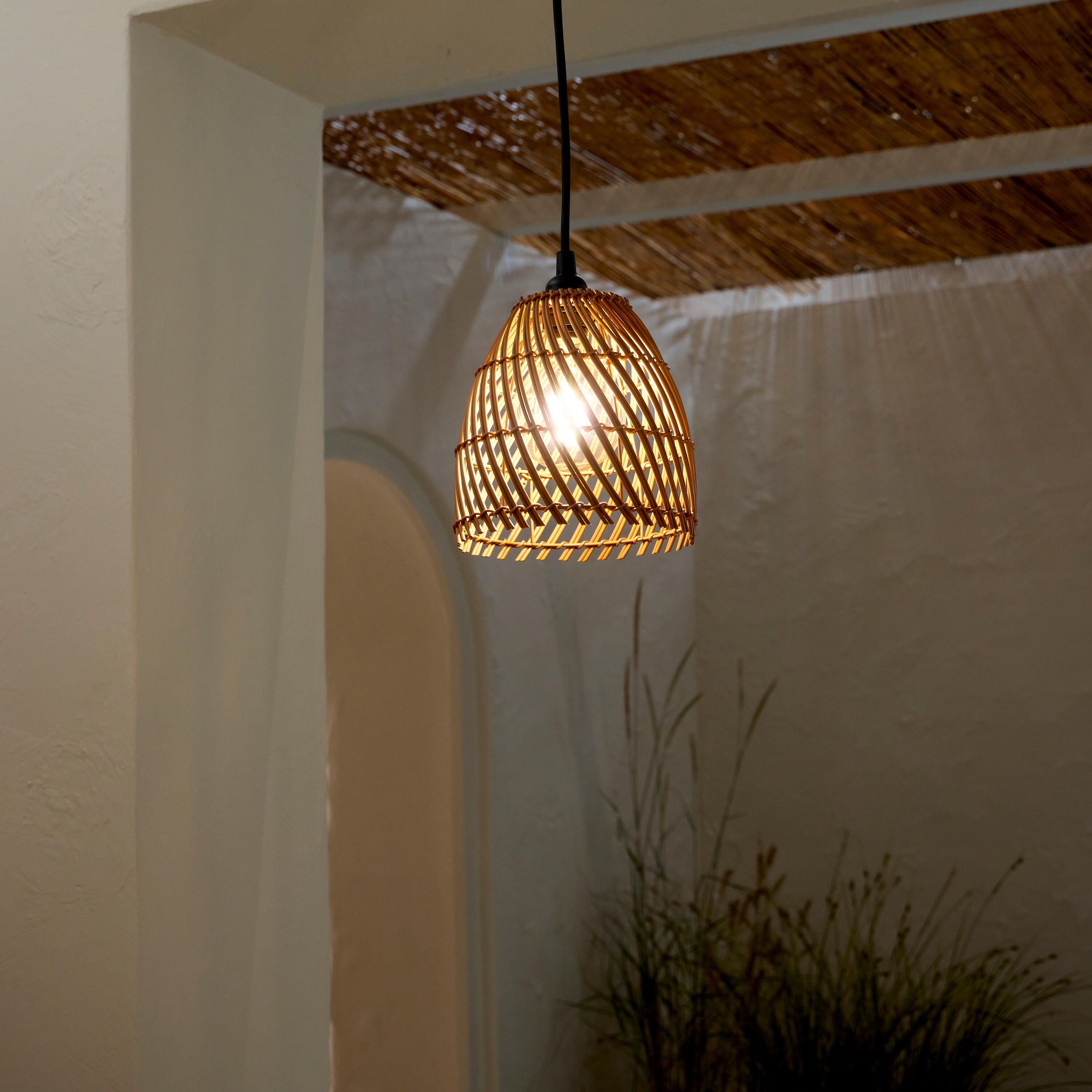 Lámpara de techo colgante de exterior de poliéster marrón 1 luz E27 INSPIRE Zahora 20 cm de diámetro y 30 cm de ancho - 14