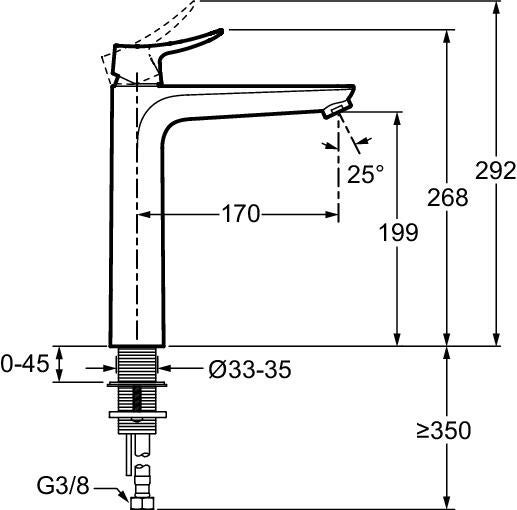 Mitigeur de lavabo chrome XL, Aurore, JACOB DELAFON - 3