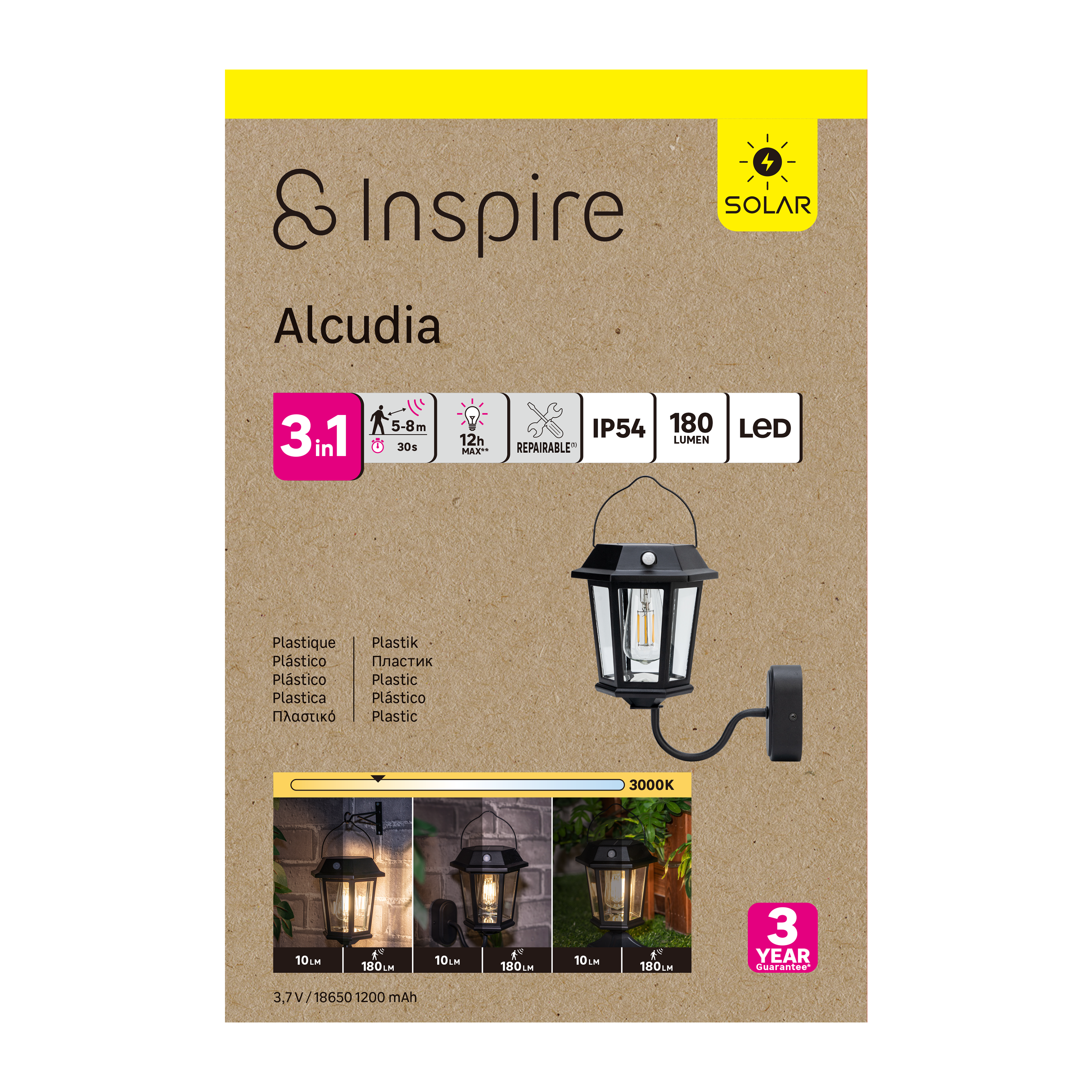 Applique / potelet solaire à détection, 180 Lm blanc chaud, noir Alcudia INSPIRE - 2