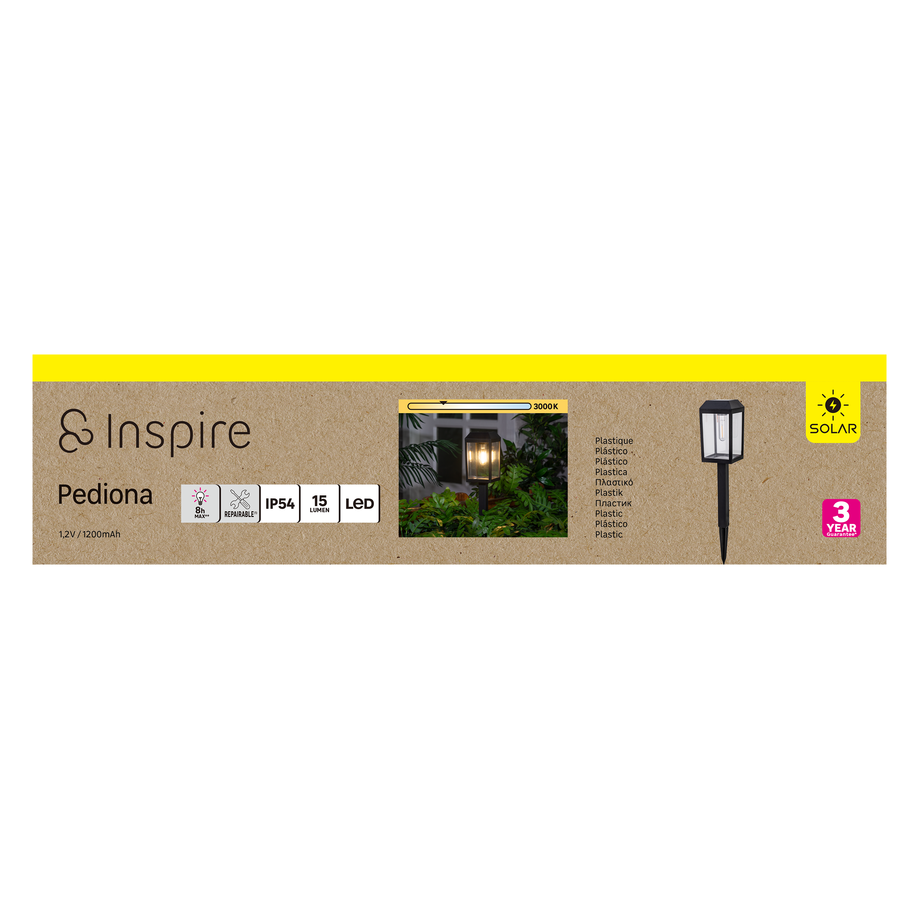 Baliza jardín solar exterior LED negra INSPIRE Pediona IP54 sensor crepuscular - 3