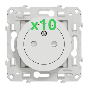 Lot de 10 prises affleurantes à assembler Odace, blanc SCHNEIDER ELECTRIC, blanc