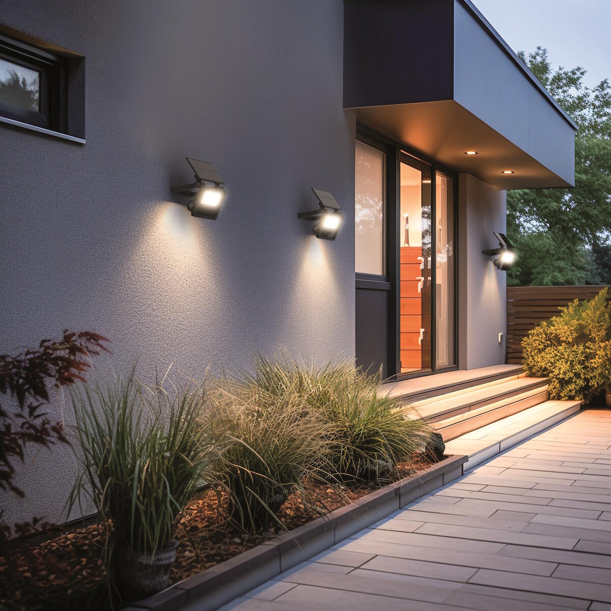 Faro da esterno con sensore di movimento Faretto Solare LED URANO - IMPERIA in abs, nero, Modulo LED 3x8W - 2