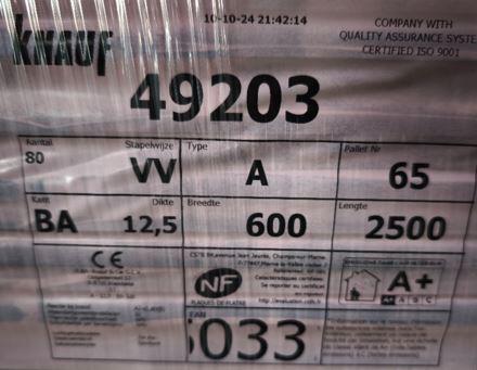 Plaque de plâtre BA13 NF H.250x l.60 KNAUF - 2