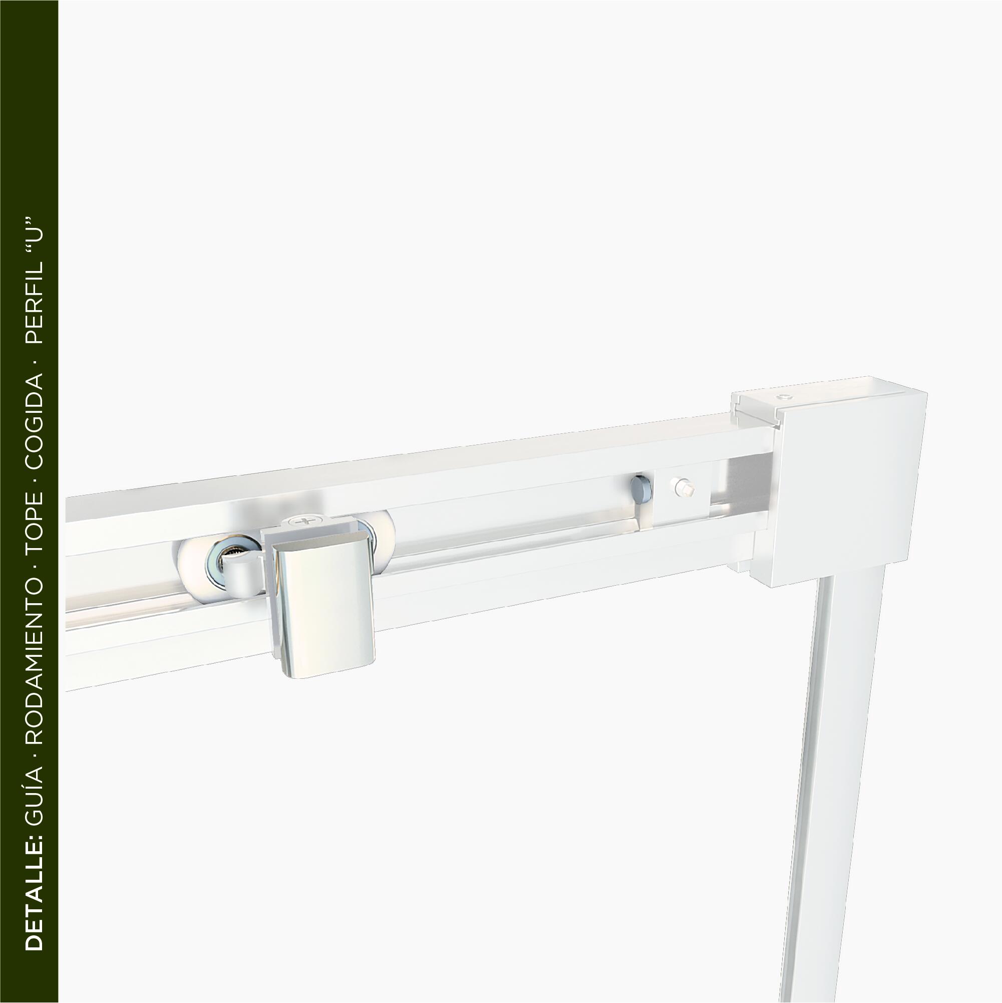 Mampara de ducha frontal 1 fijo + 1 puerta corredera transparente Vitria perfil aluminio blanco (95-100)x199.2 cm cierre de sobreponer marca Glassinox - 9