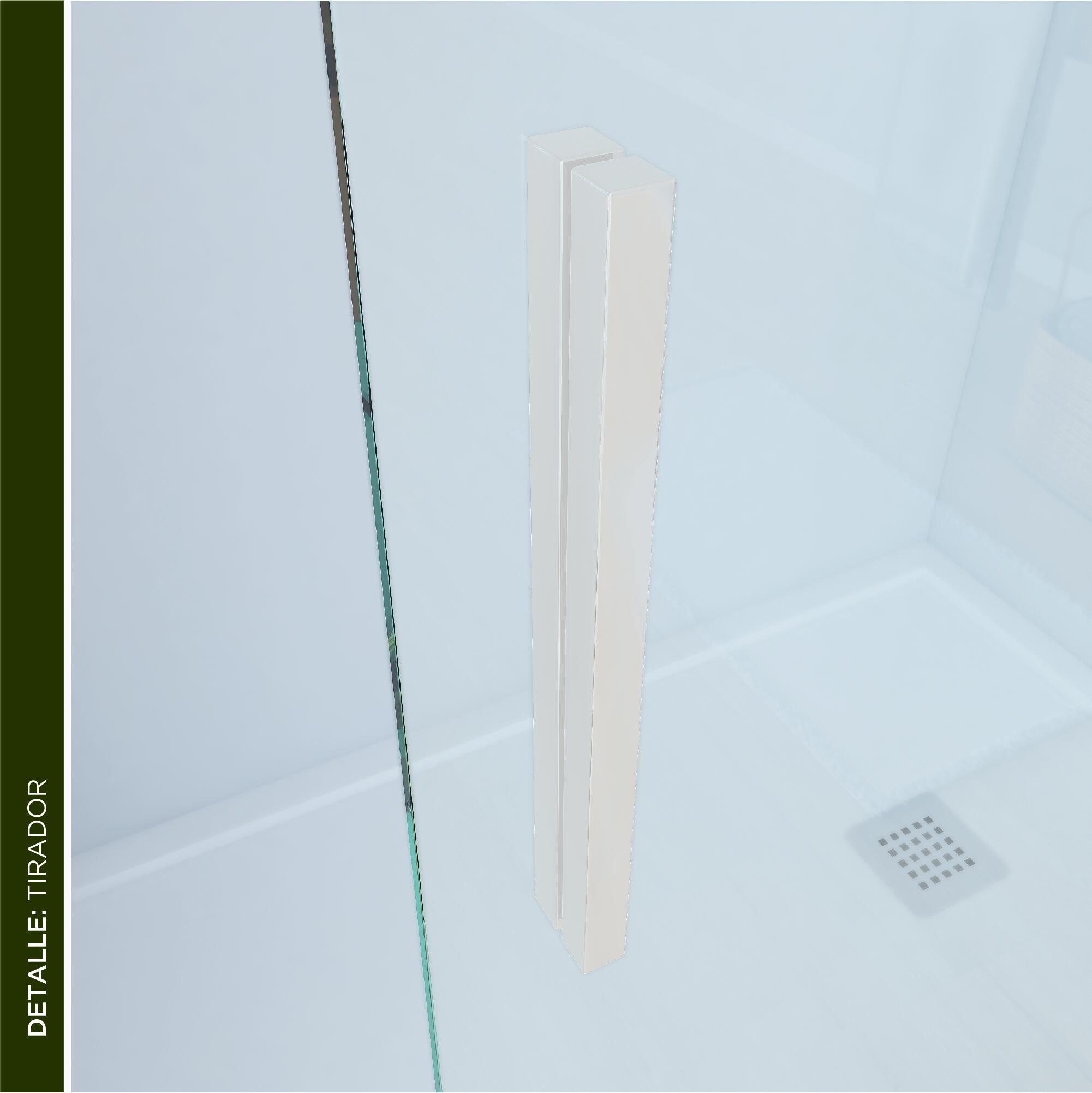 Mampara de ducha frontal 1 fijo + 1 puerta corredera transparente vitria perfil aluminio blanco (180-185)x199.2 cm cierre de sobreponer marca glassinox