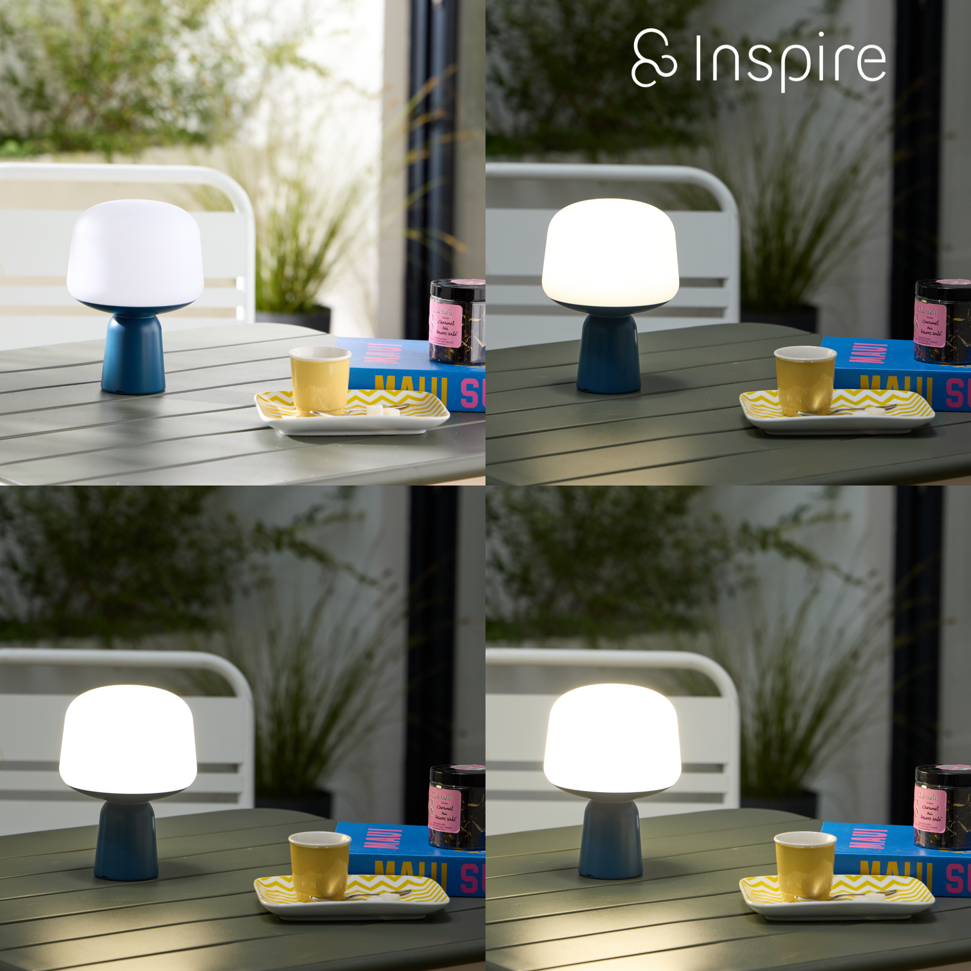 Lampe de table extérieure rechargeable USB, 500 lumens bleu Luno INSPIRE - 5