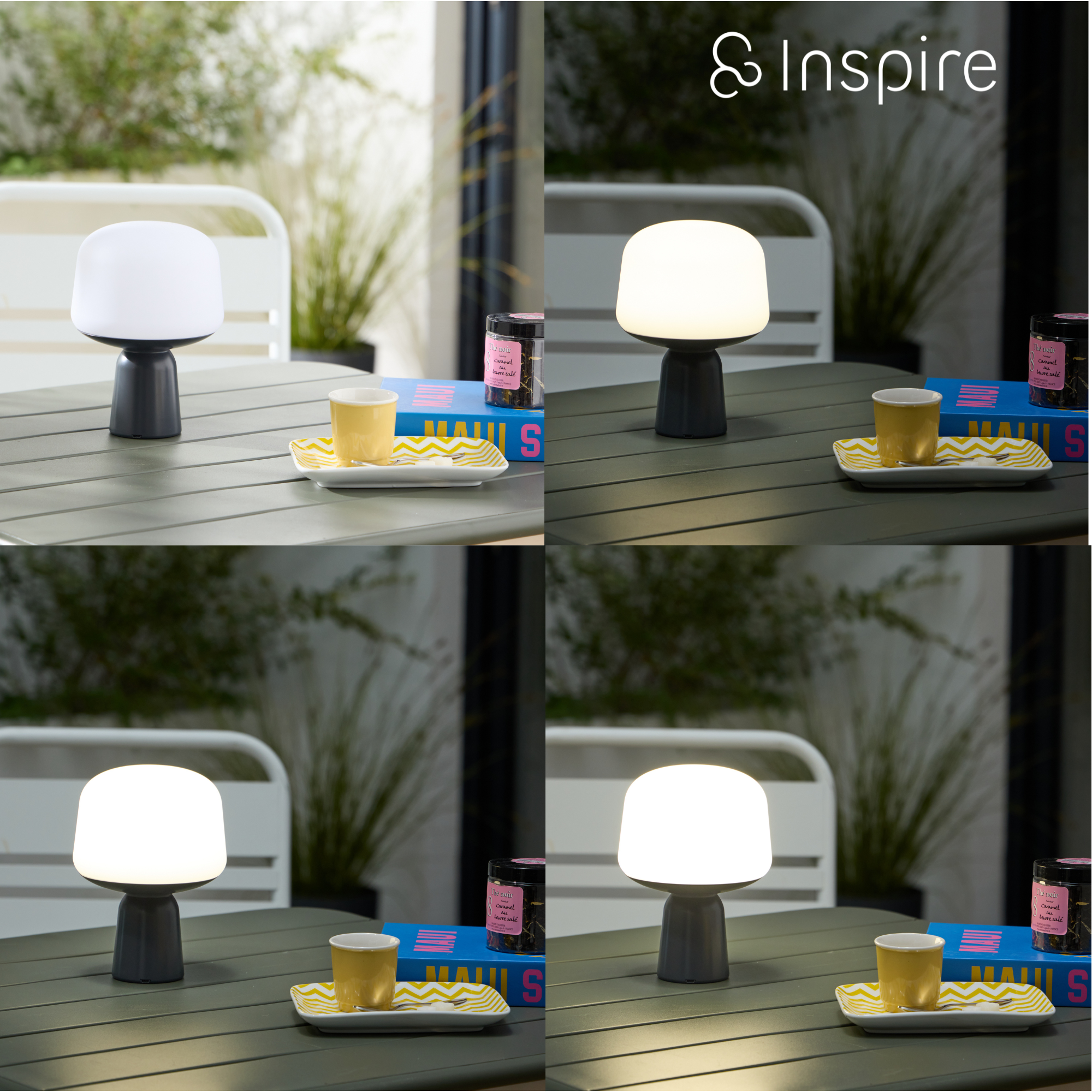 Lampe de table extérieure rechargeable USB, 500 lumens gris Luno INSPIRE - 8