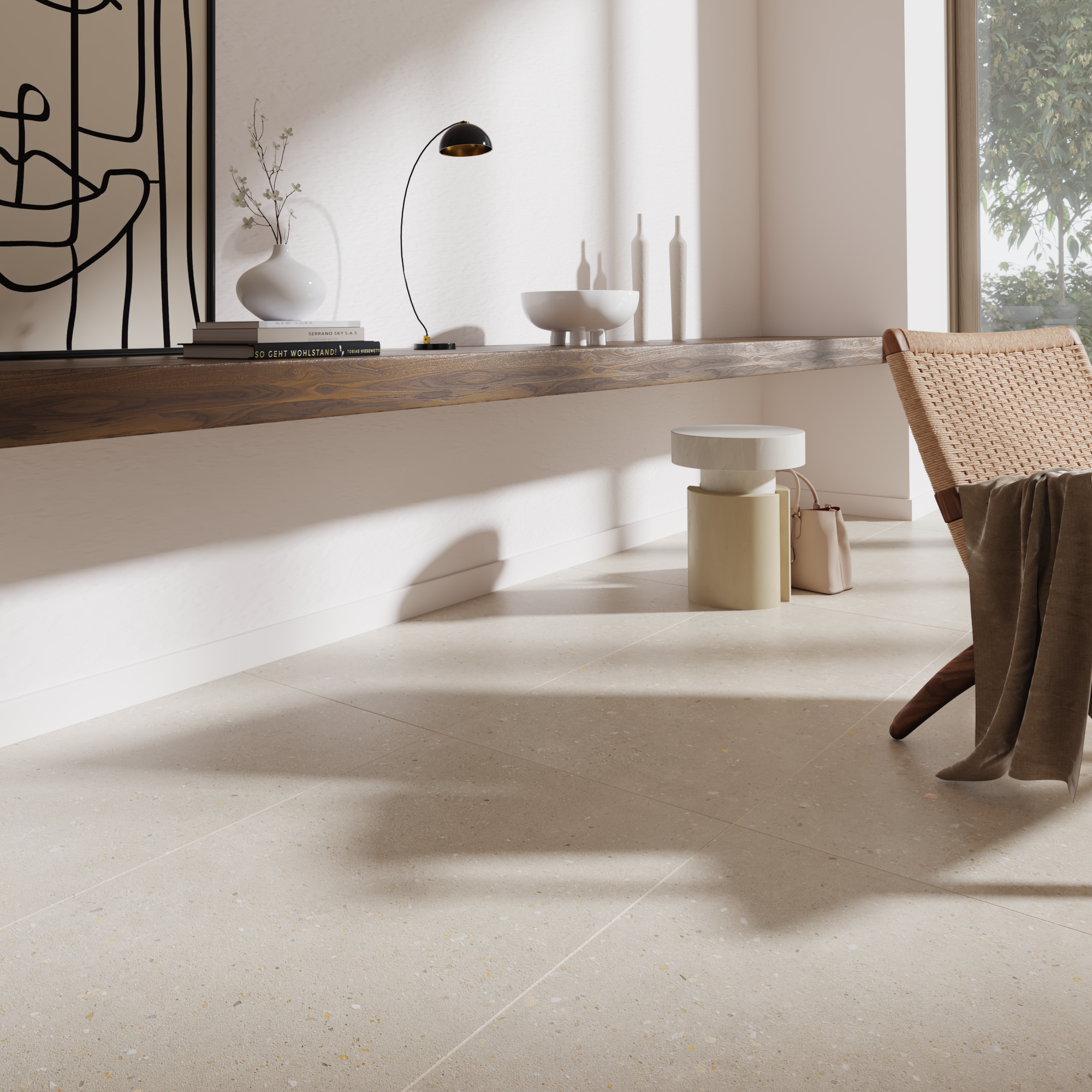 Azulejo porcelánico cavir efecto cemento beige 60x120 cm c1 artens