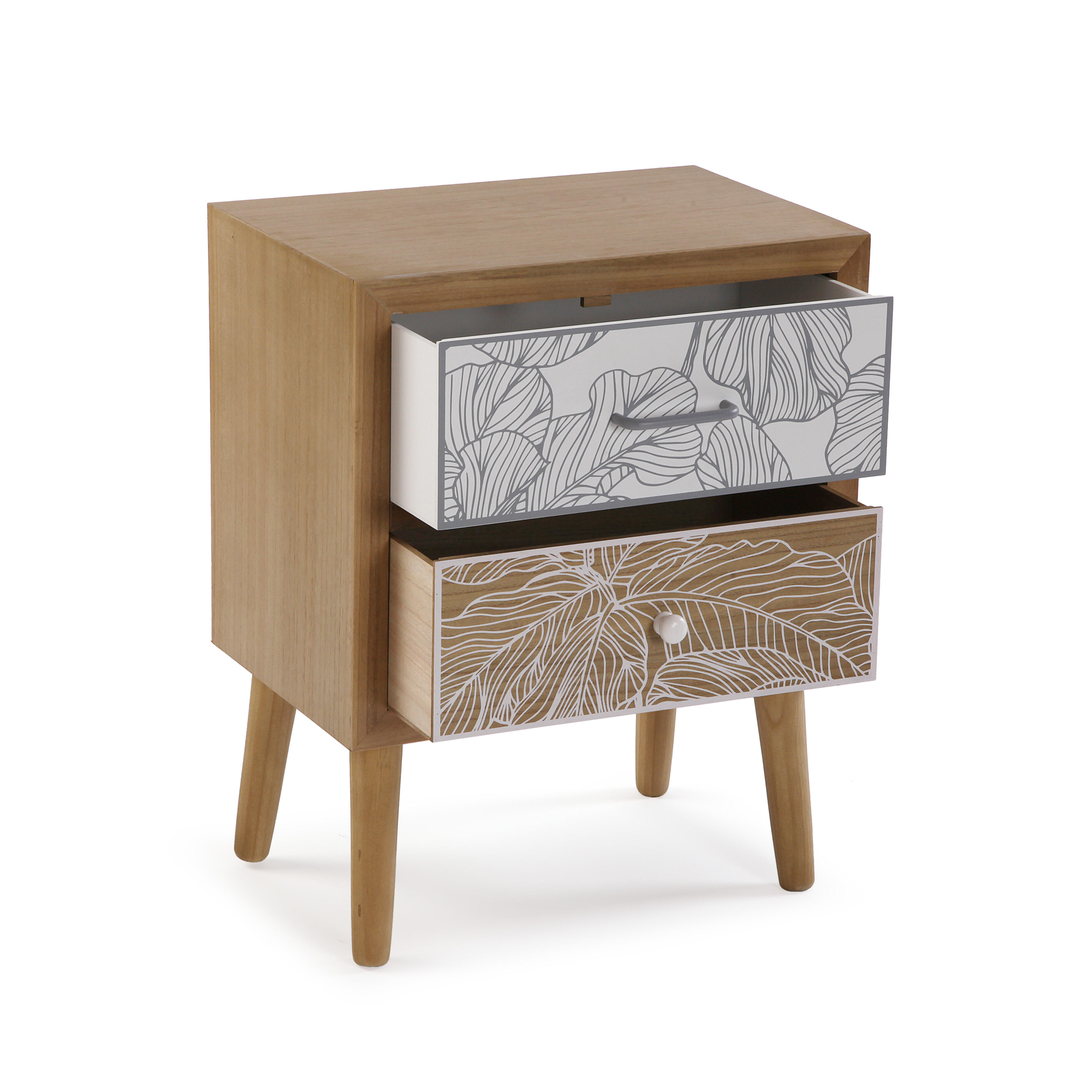 Mesita de noche palm grey con 2 cajones 46x30x57 cm