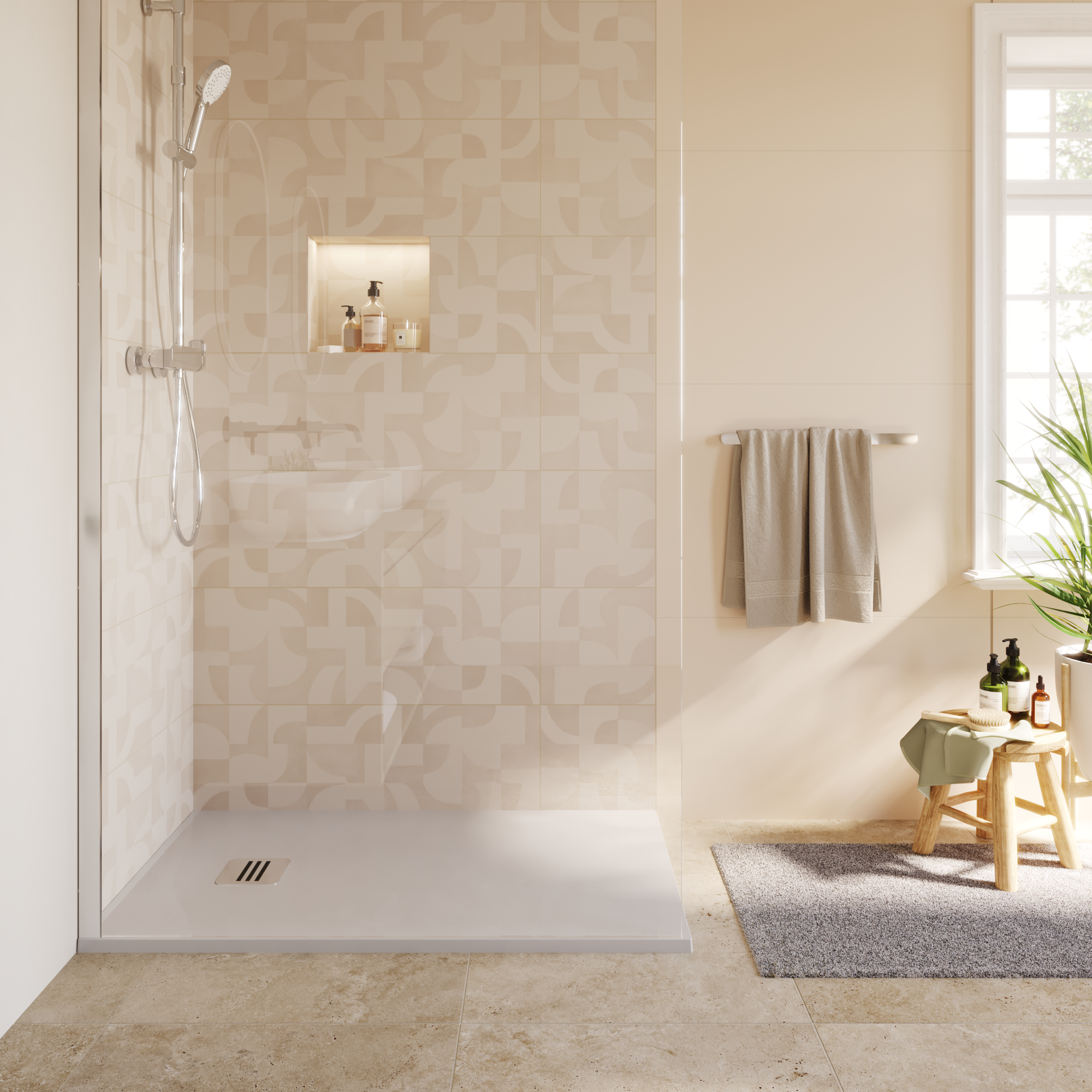 Carrelage sol/mur intérieur effet travertin beige Koos l.59.8 x L.59.8 cm ARTENS - 5