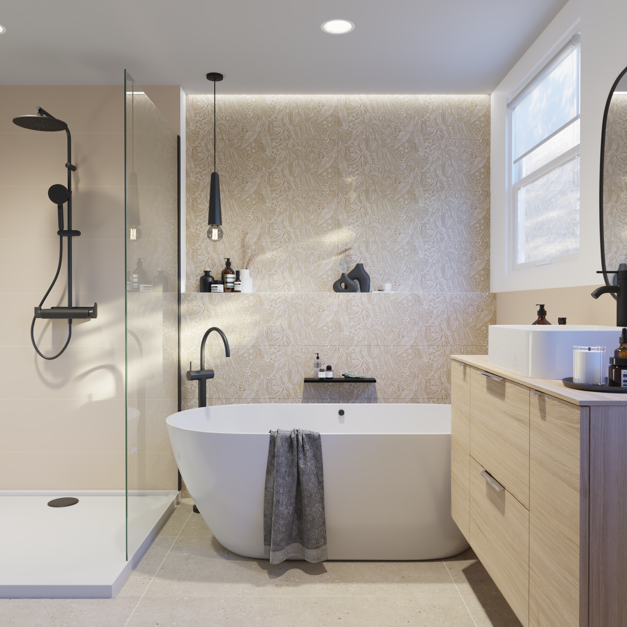 Carrelage mur intérieur effet relief floral beige Arctic  l.30 x L.90 cm ARTENS - 3