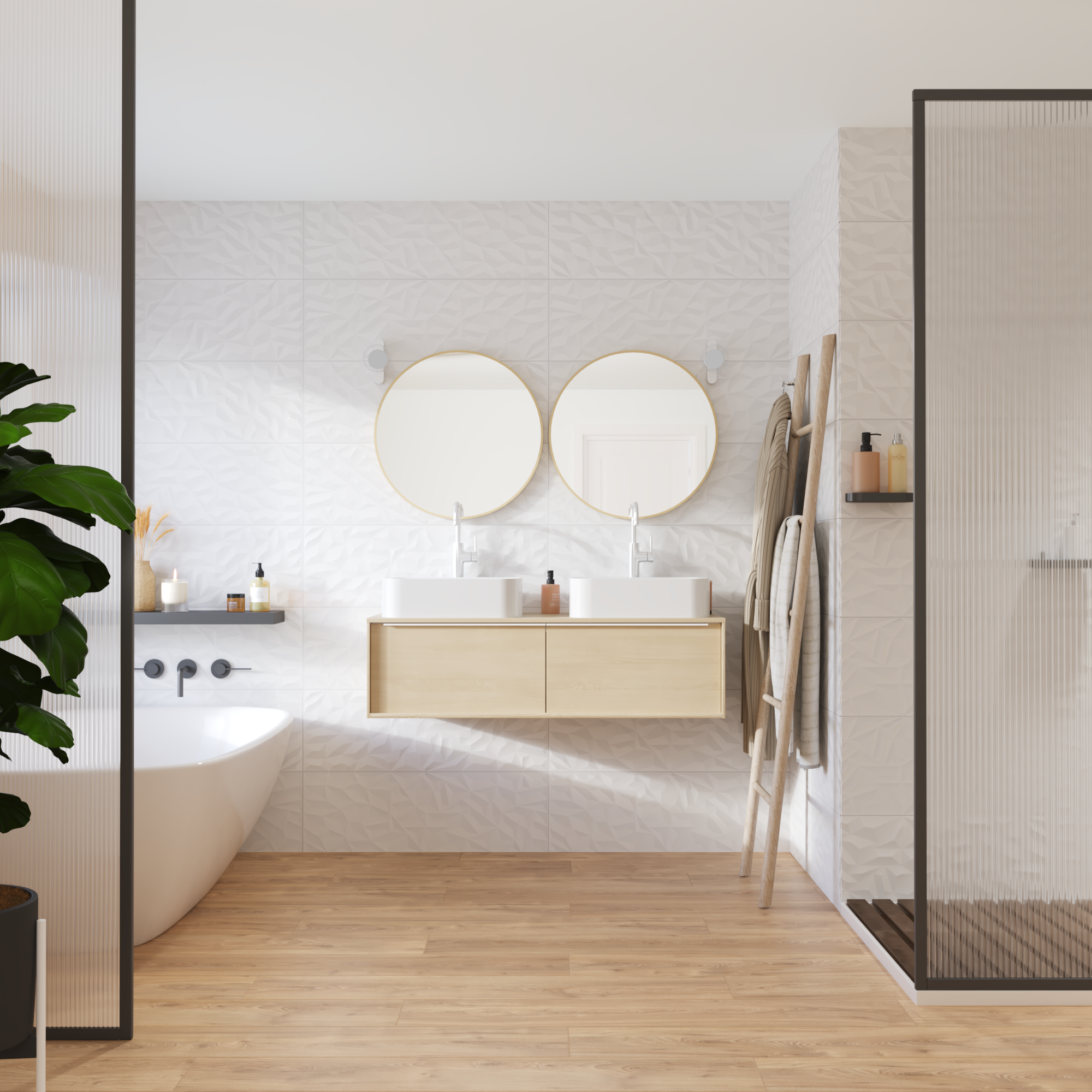 Carrelage mur intérieur effet origami blanc mat Arctic  l.30 x L.90 cm ARTENS - 4