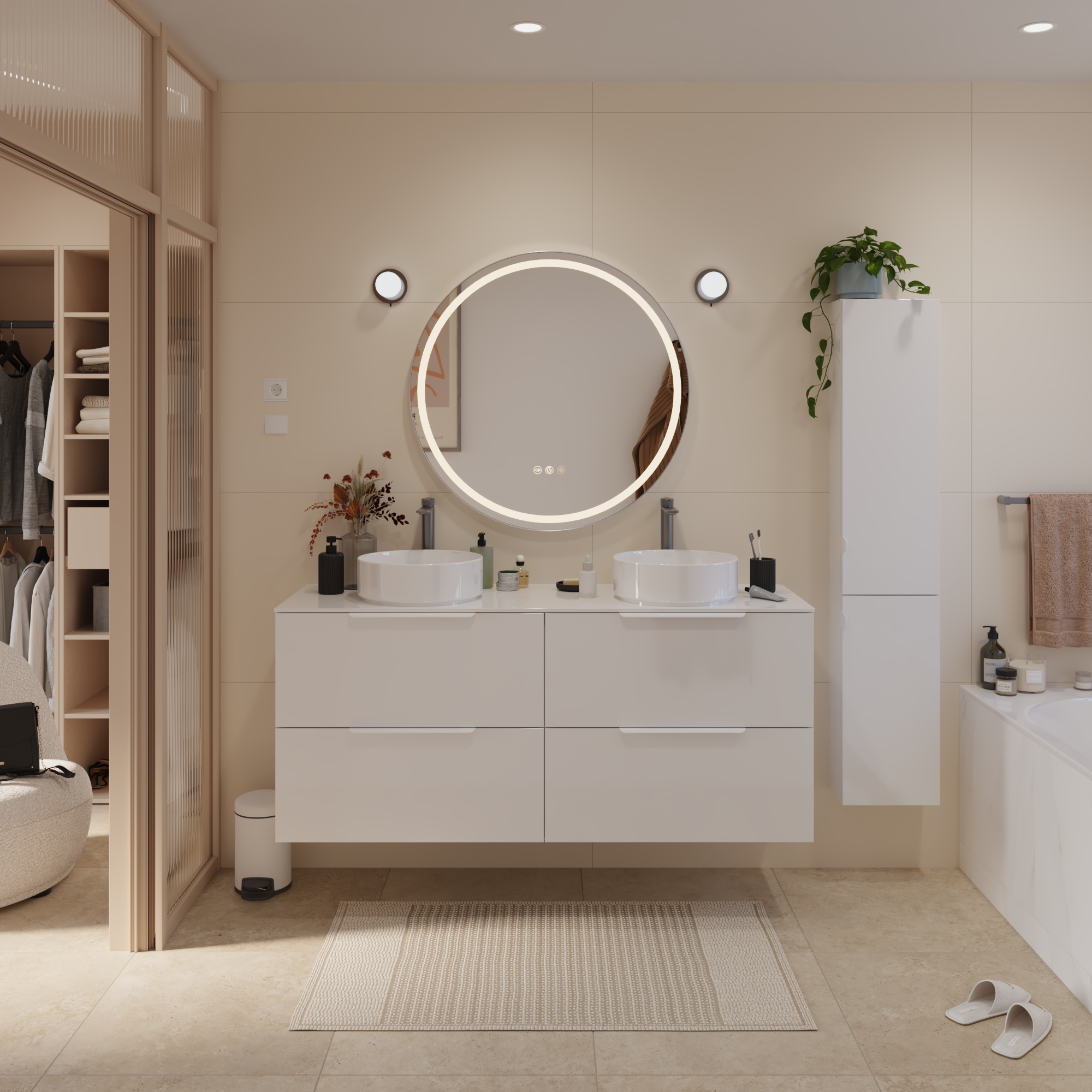 Carrelage sol/mur intérieur effet travertin beige Koos l.59.8 x L.59.8 cm ARTENS - 3