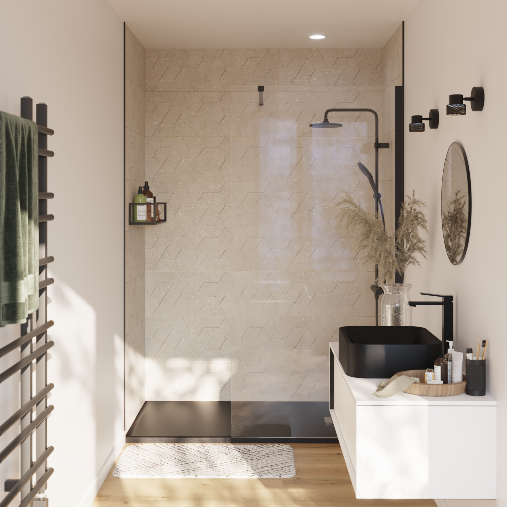 Revestimento cerâmico 3D bege mate 30x90 cm Artens Cavir - 8