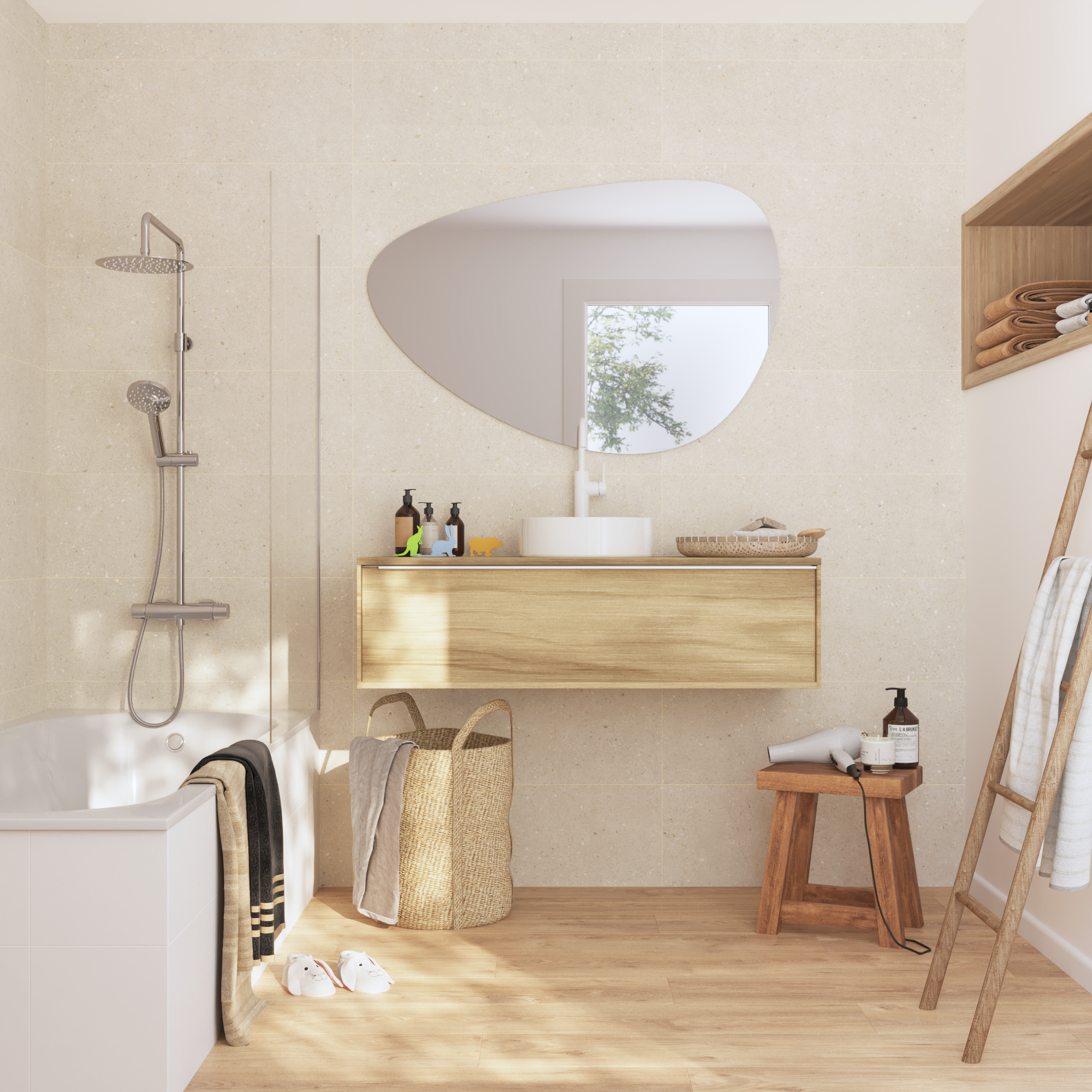 Revestimento cerâmico bege mate 30x90 cm Artens Cavir - 2