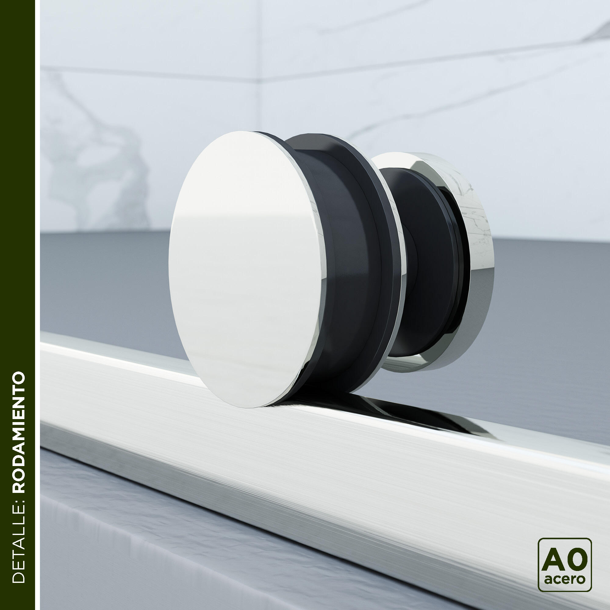 Mampara de ducha corredera 1 hoja fija + 1 puerta corredera Amea. Perfil acero inoxidable cromo. Ancho adaptable (151-160)x200 cm Cristal templado de seguridad transparente 8mm. Glassinox - 6