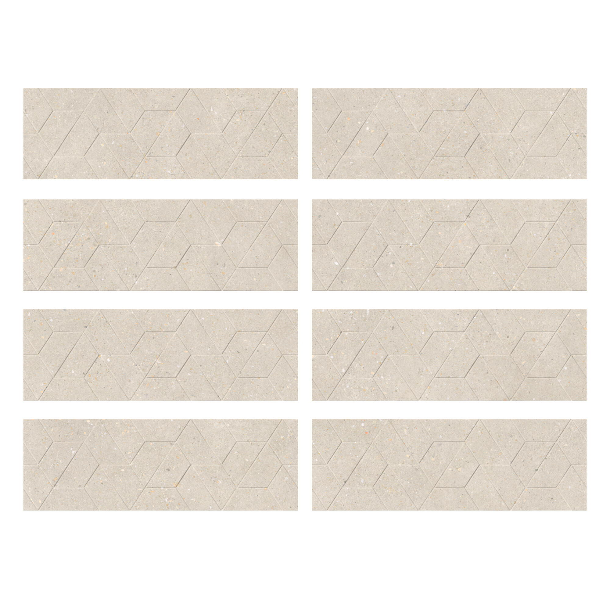 Revestimento cerâmico 3D bege mate 30x90 cm Artens Cavir - 4