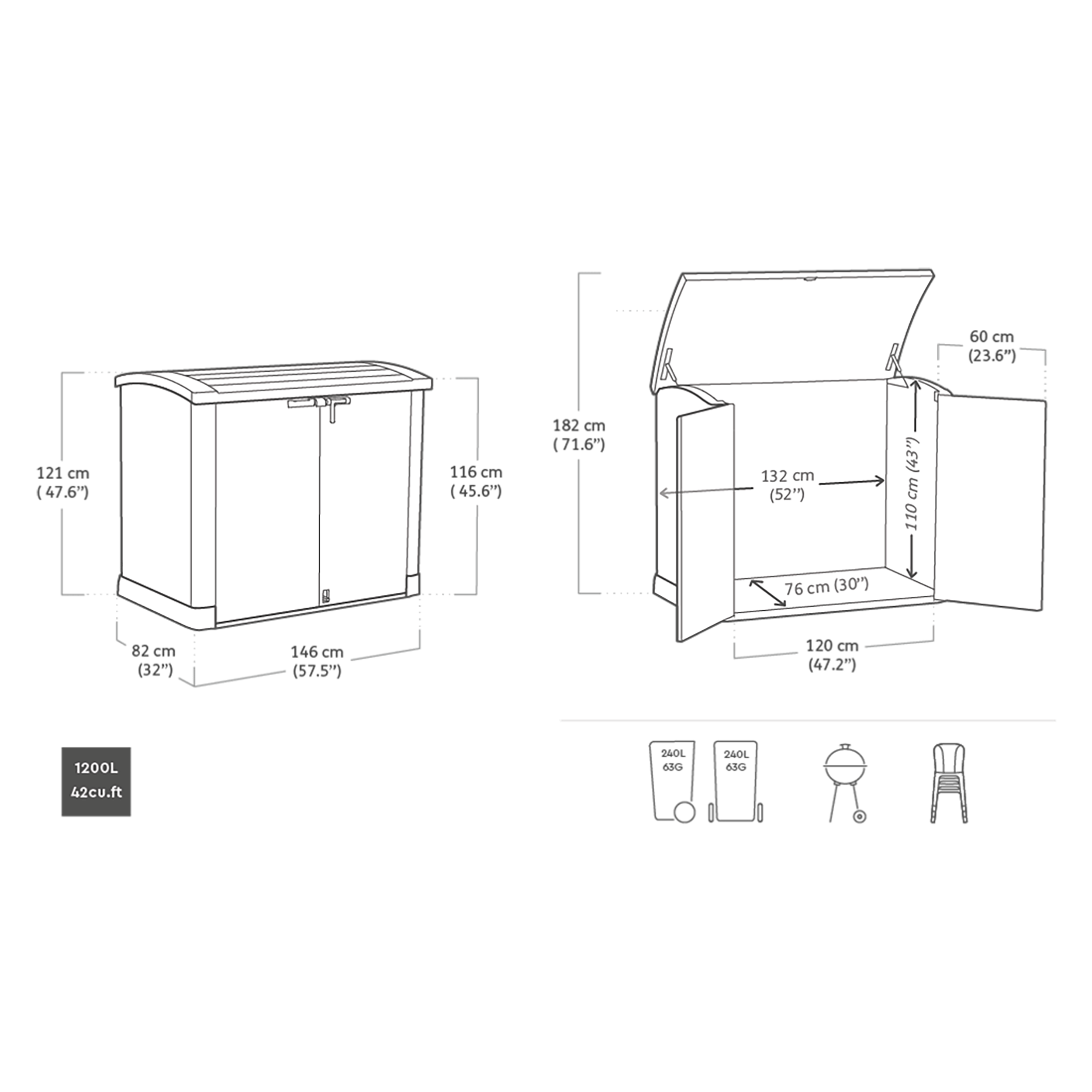 Skrzynia ogrodowa Arc 145,5x120x82cm szafa Keter - 5
