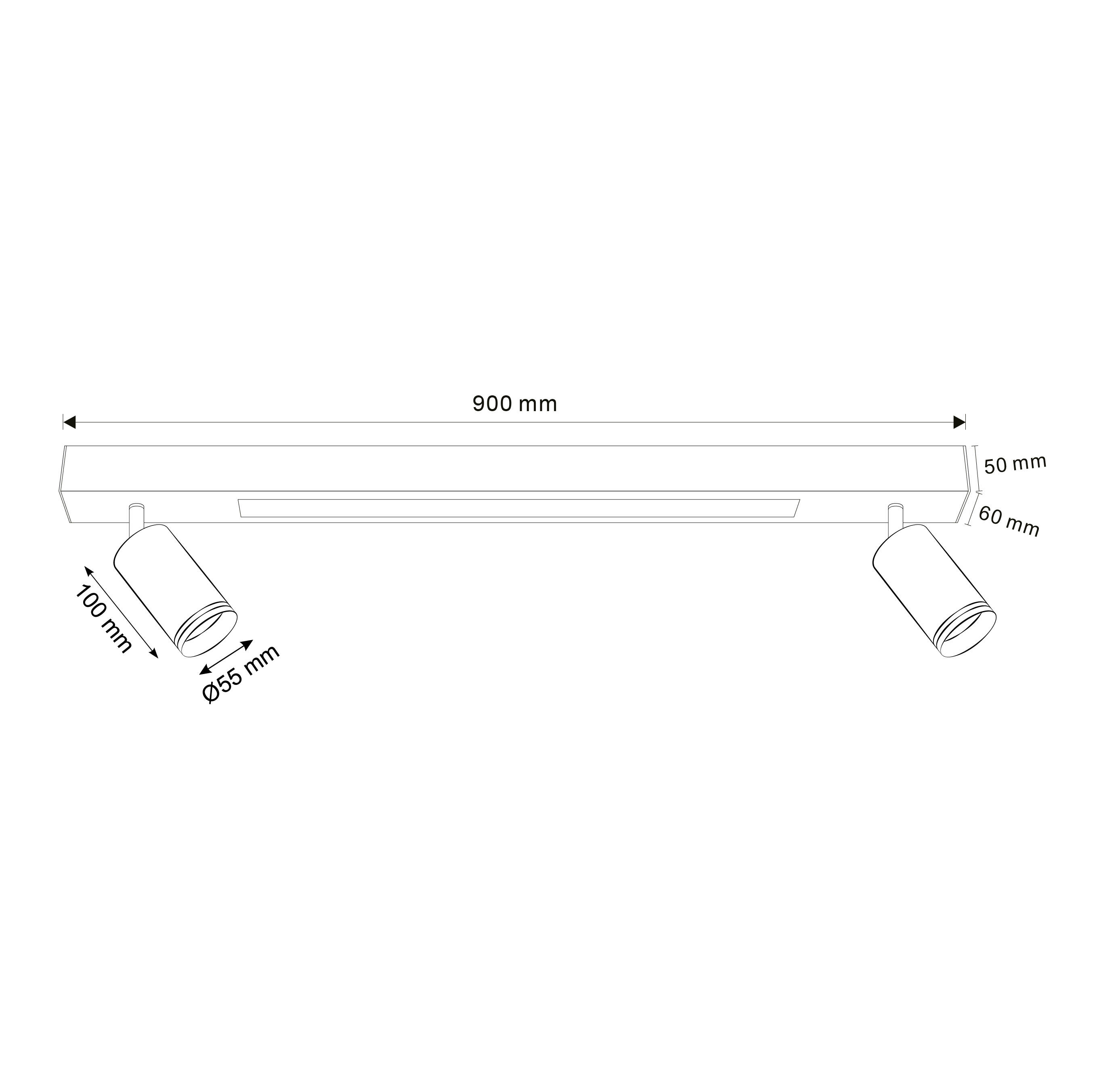 Listwa reflektorowa Paris czarna 2 x GU10 800 lm LED Goldlux - 3
