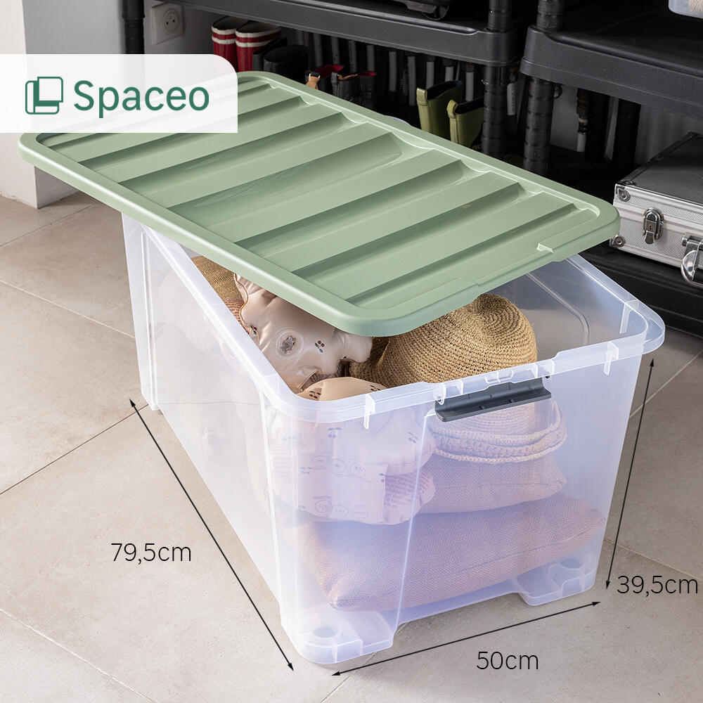 Caja de plástico reciclado transparente capacidad 109L medidas 79.5x39.5x50 cm - 7