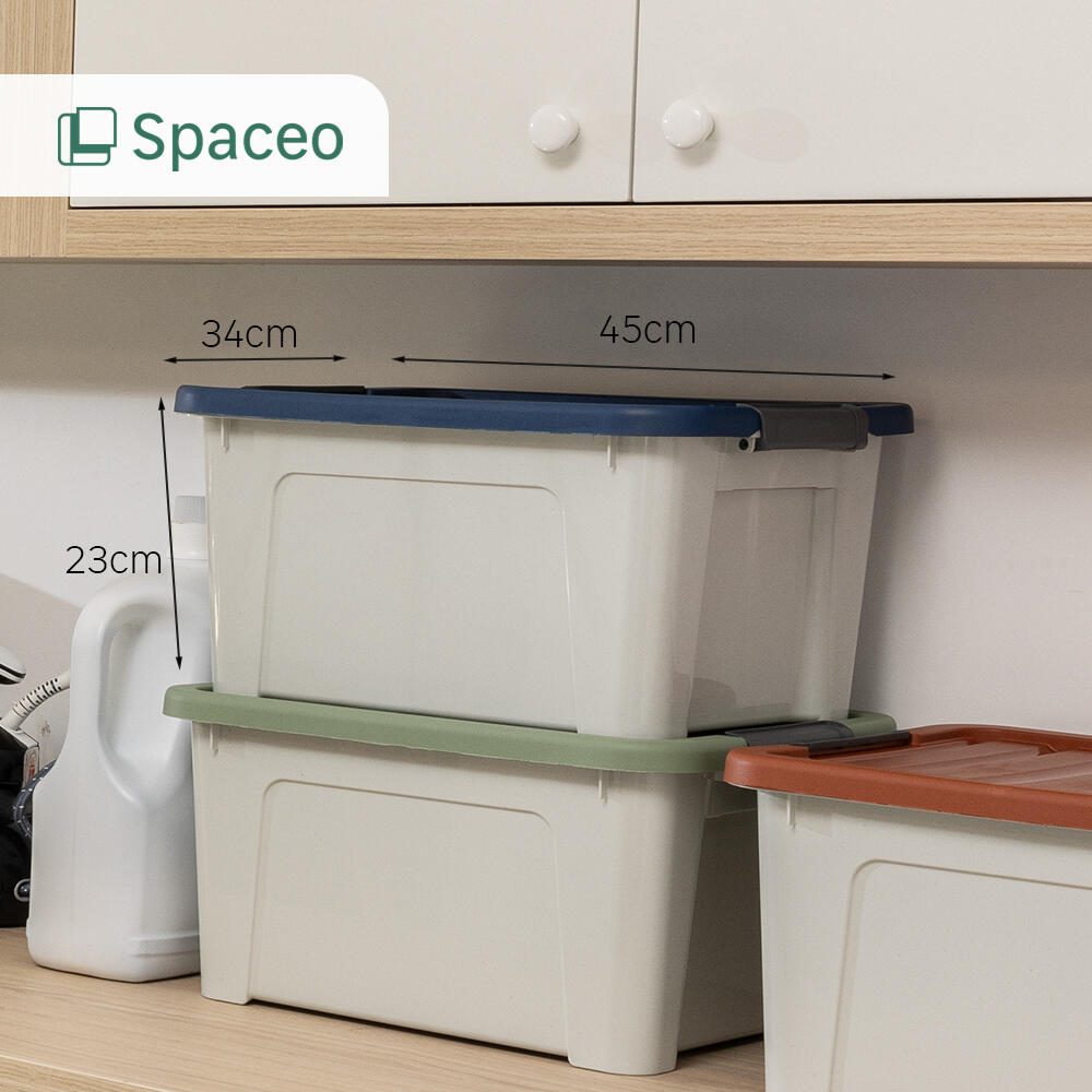 Conjunto 3 caixas de arrumação PVC multicor 24L 45x34x23 cm Spaceo - 8