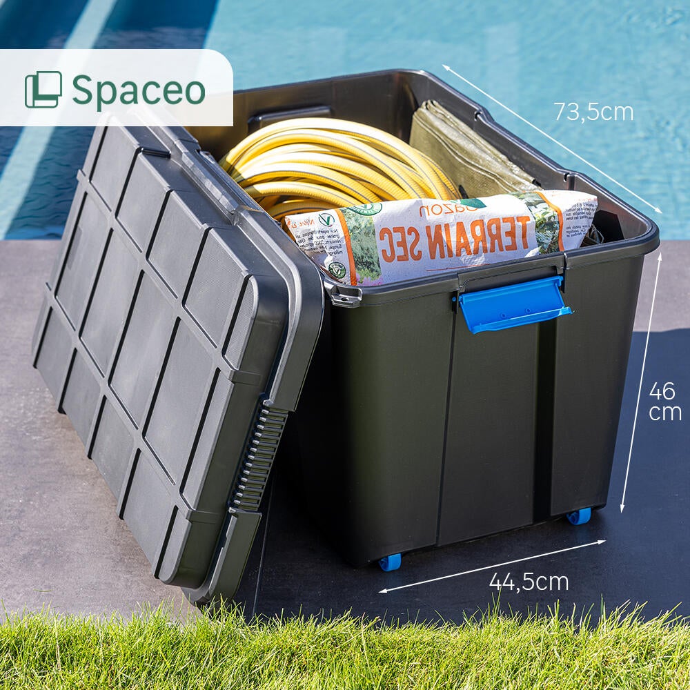 Caja de plástico reciclado hermética en negro capacidad 110L  medidas 73.5x44.5x46 cm - 6