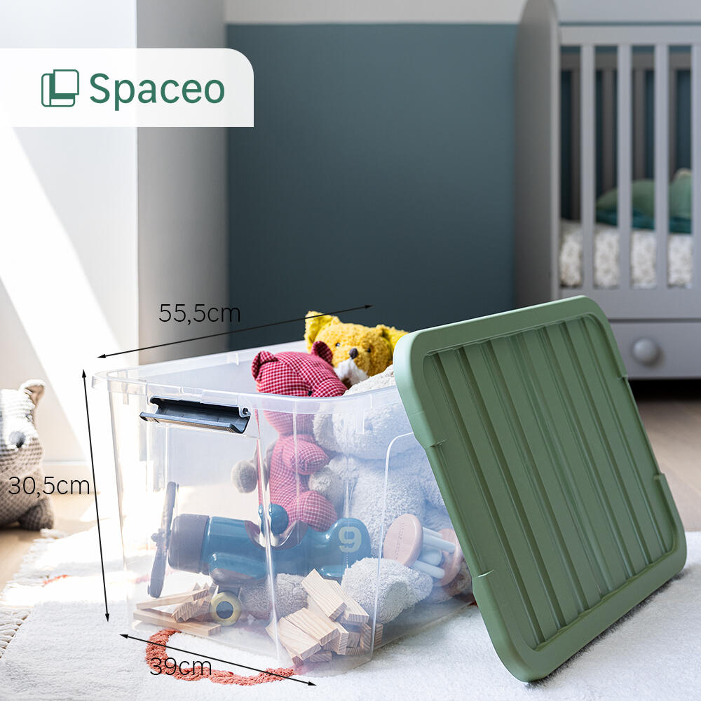 Caja de plástico reciclado transparente capacidad 44L medidas 55x30.5x39 cm - 8