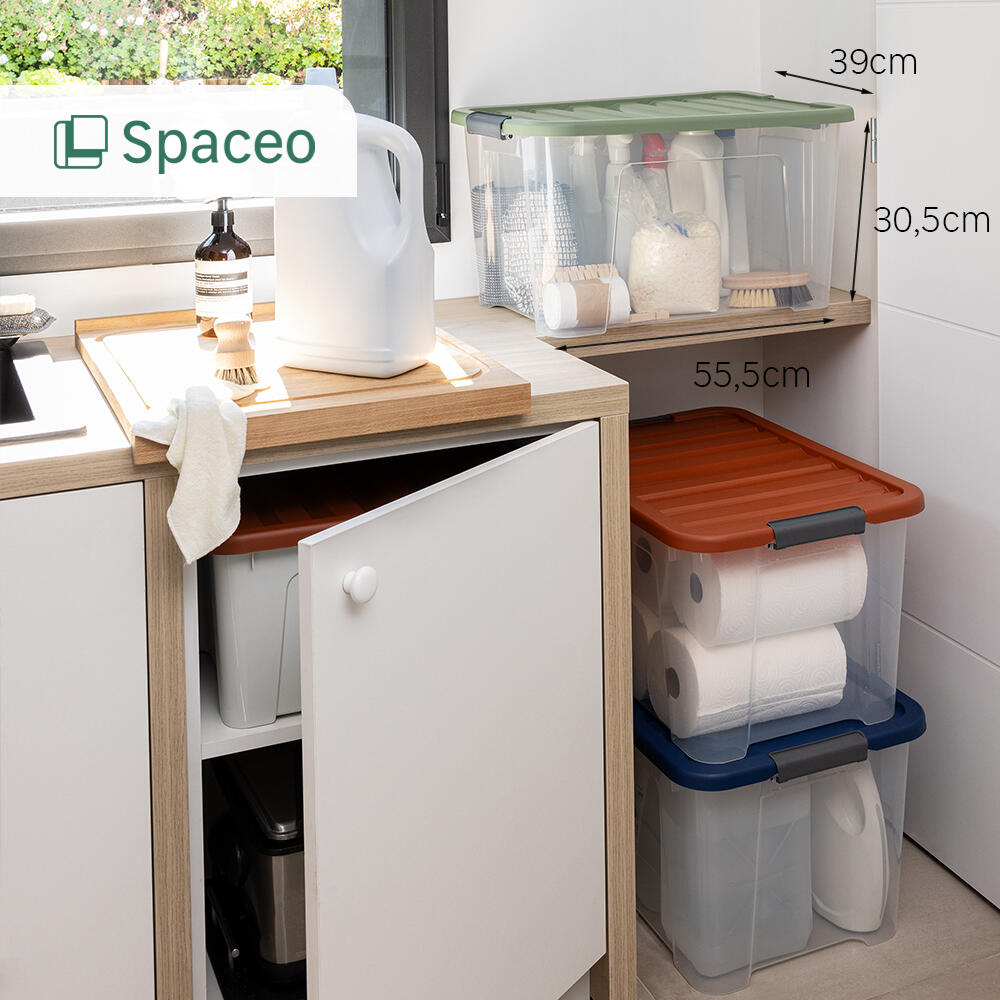 Conjunto 3 caixas de arrumação PVC multicor 44L 55,5x39x30,5 cm Spaceo - 8