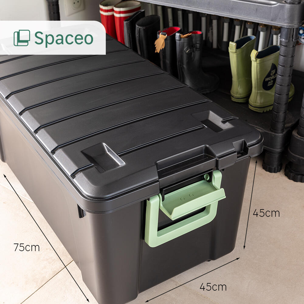 Caixa de arrumação com rodas PVC preto 110L 75x45x45 cm Spaceo - 5