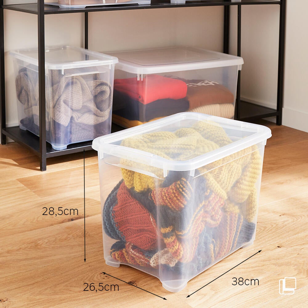 Caja con tapa transparente capacidad de 20 L medidas 38x28.5x26.5 cm - 6