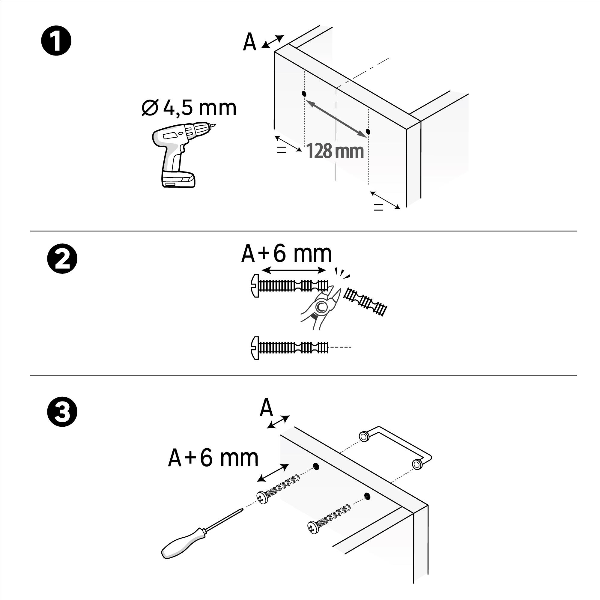 Lot de 2 poignées de meuble Sasha, zamak laiton brossé, entraxe 128 mm - 4