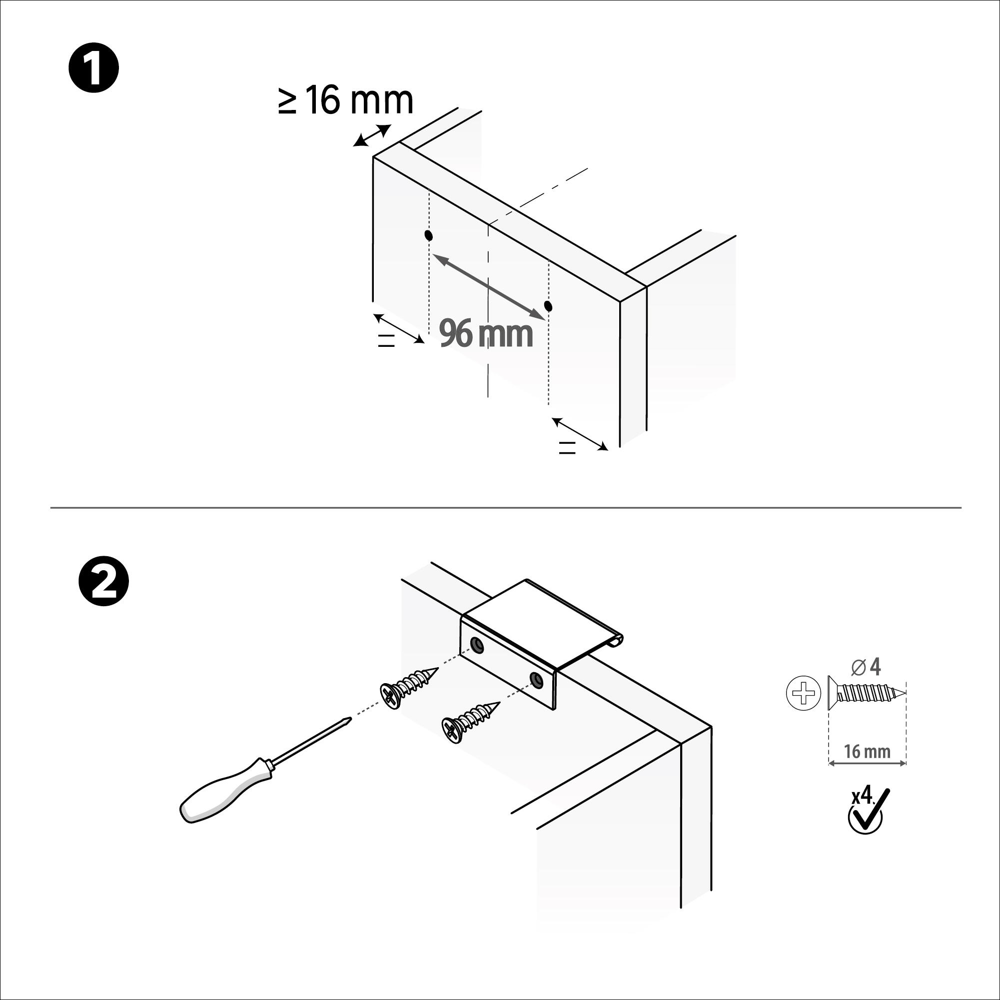 Lot de 2 poignées de meuble Livio, aluminium nickel brossé, entraxe 96 mm - 4