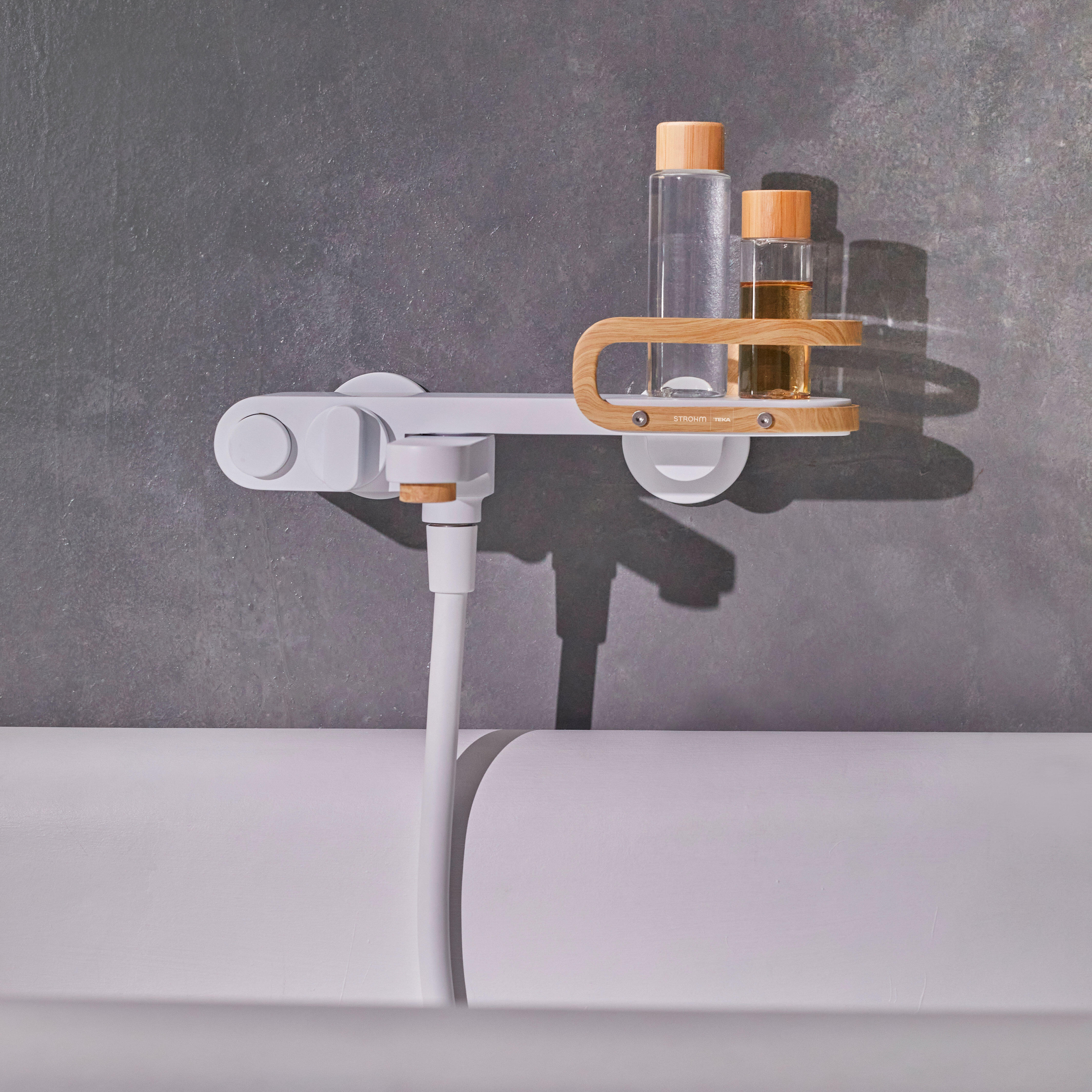 Grifo de bañera monomando STROHM TEKA Lavi blanco mate Antical Latón - 8