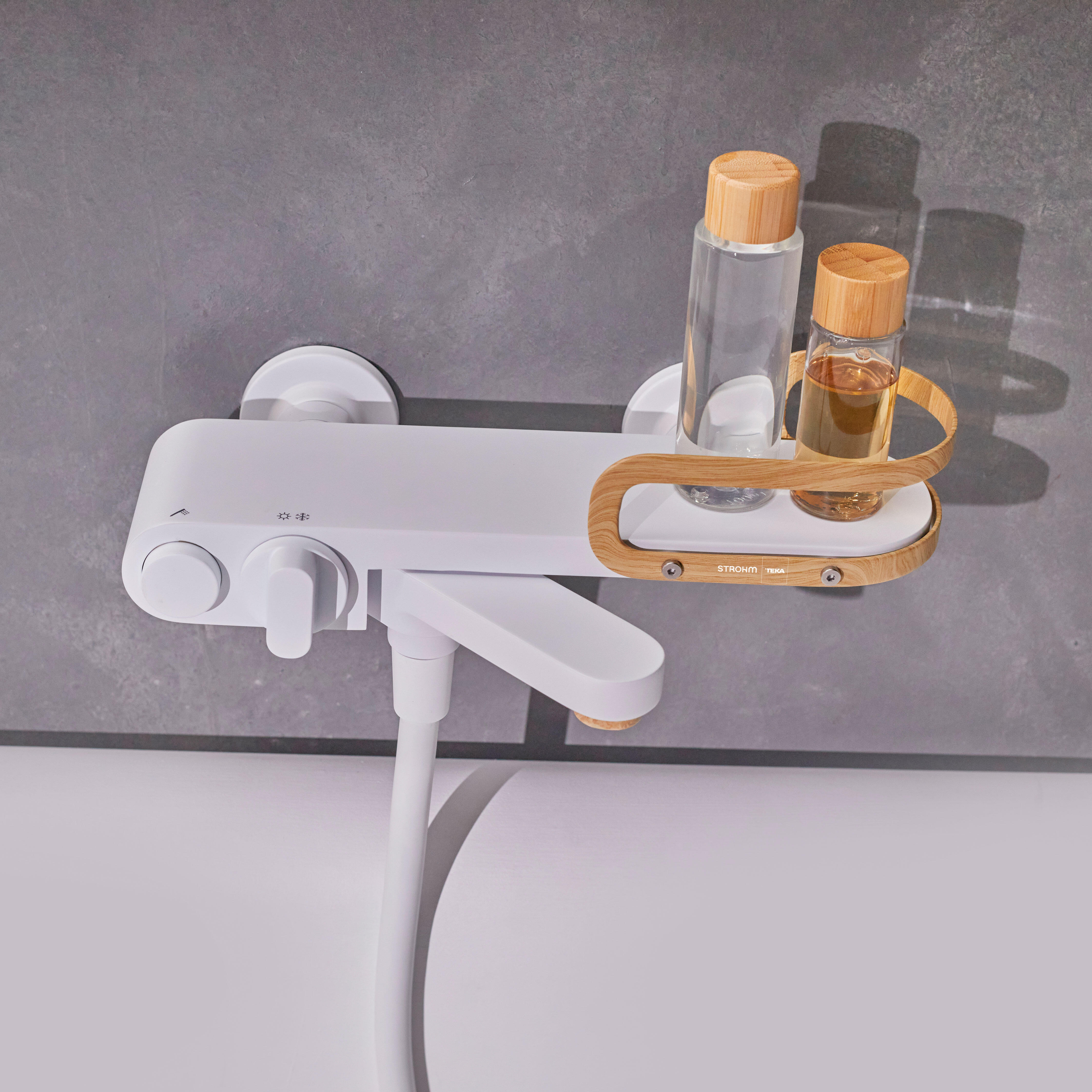 Grifo de bañera monomando STROHM TEKA Lavi blanco mate Antical Latón - 7