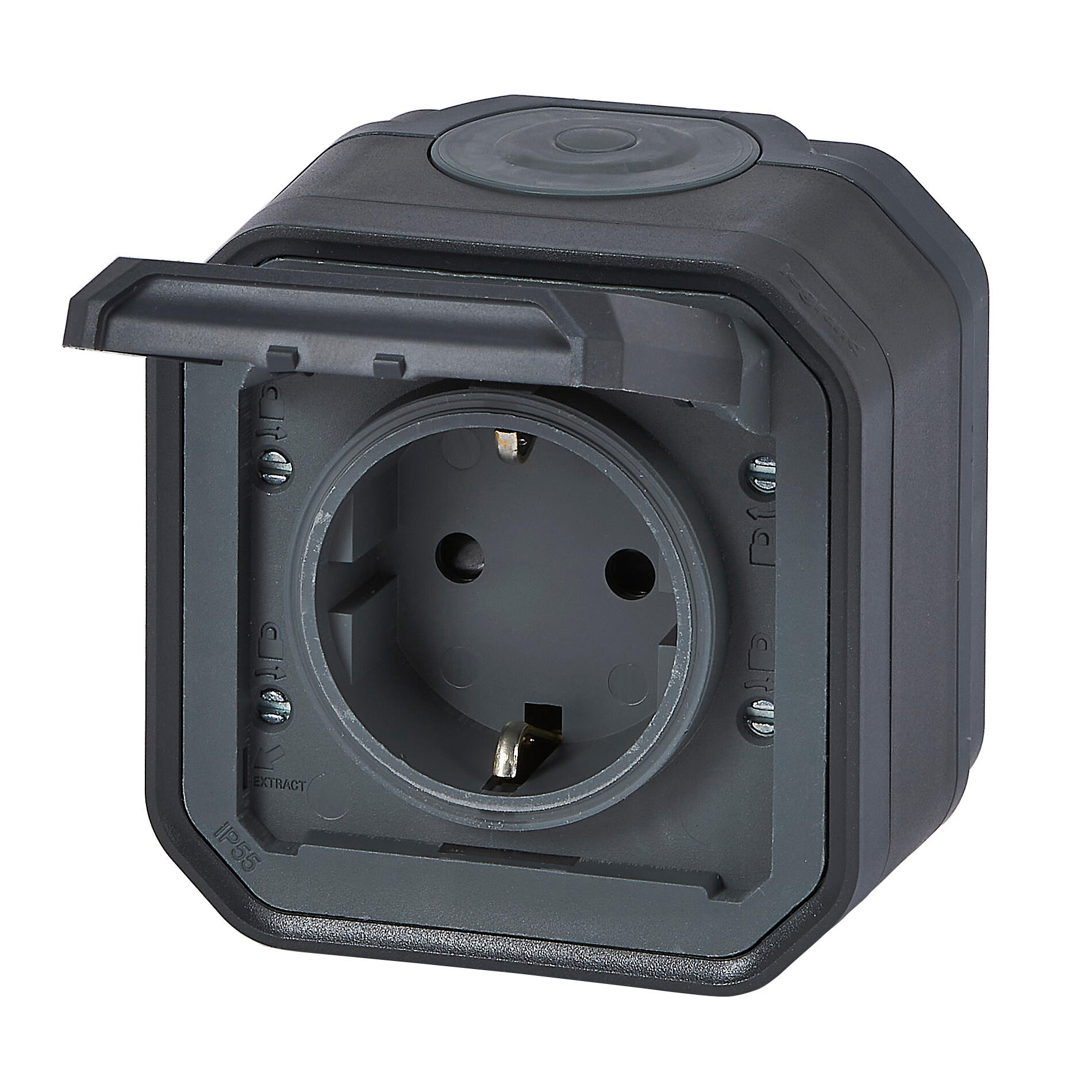 Enchufe con toma de tierra PLEXO superfice antracita - 4