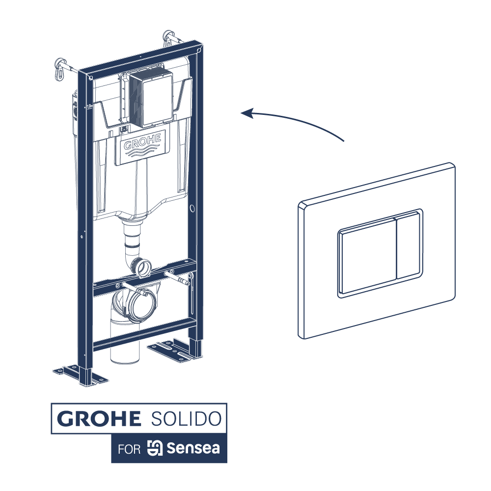 Plaque de commande chrome pour WC suspendu, GROHE Solido for SENSEA - 7