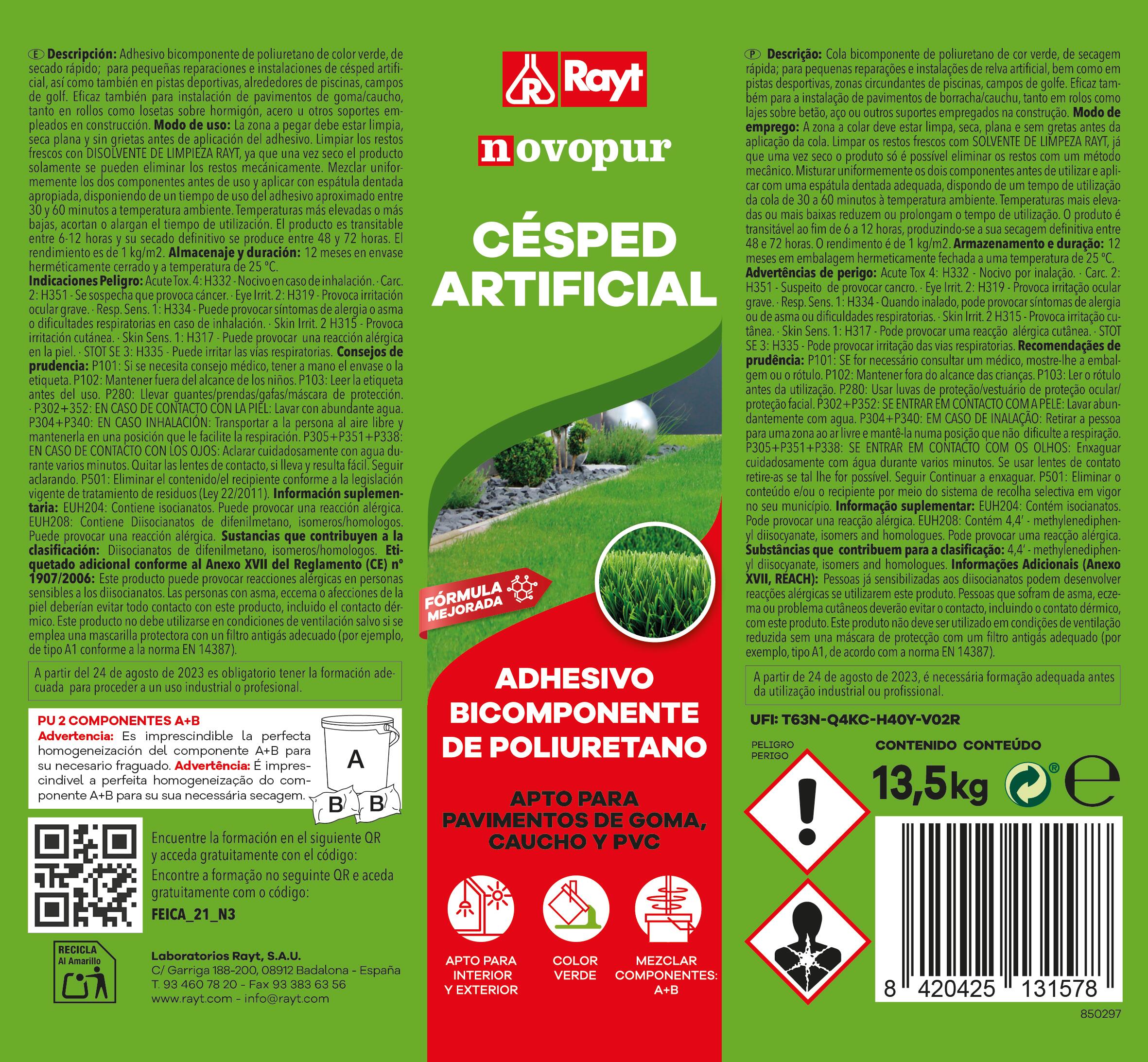 Adhesivo NOVOPUR para césped artificial A+B 13,5 kg - 2